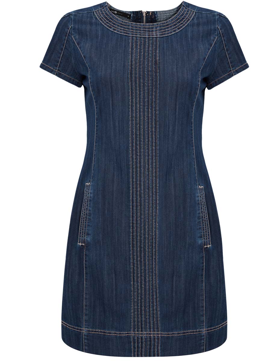 Платье oodji Denim, цвет: темно-синий джинс. 22909020-1/18361/7900W. Размер 36 (42)22909020-1/18361/7900W Платье oodji Denim, цвет: темно-синий джинс. 22909020-1/18361/7900W. Размер 36 (42)22909020-1/18361/7900WПлатье oodji Denim выполнено из плотной хлопковой ткани с добавлением полиэстера. Платье имеет молнию на спинке, короткие рукава и круглый вырез воротника. Так же имеются два кармана по бокам от талии.