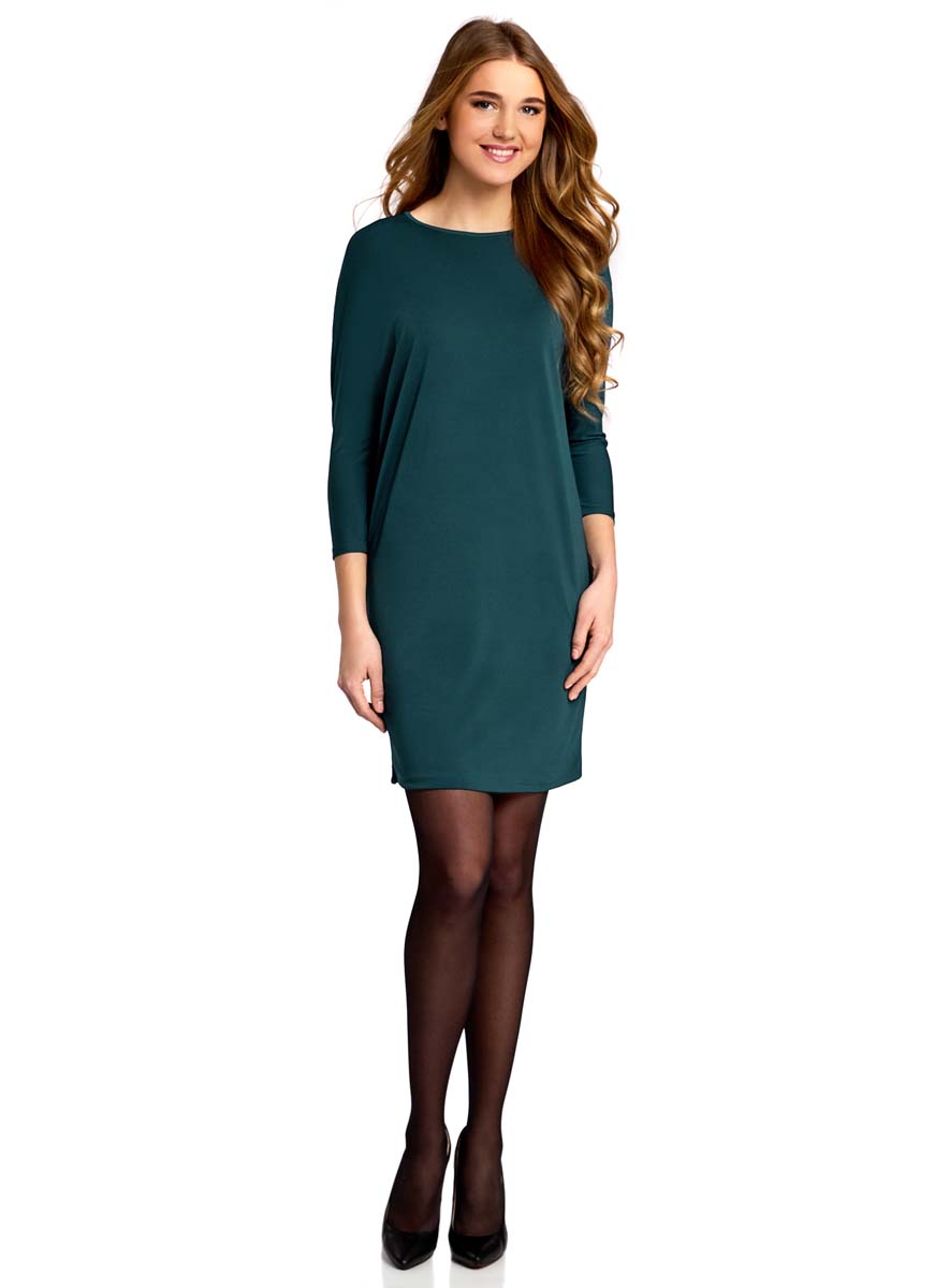Платье oodji Collection, цвет: темно-изумрудный. 24008311/46064/6E00N. Размер L (48)24008311/46064/6E00N Платье oodji Collection, цвет: темно-изумрудный. 24008311/46064/6E00N. Размер L (48)24008311/46064/6E00NПлатье oodji Collection выполнено из полиэстера с добавлением полиуретана. Модель свободного кроя с круглым вырезом горловины и рукавами летучая мышь.