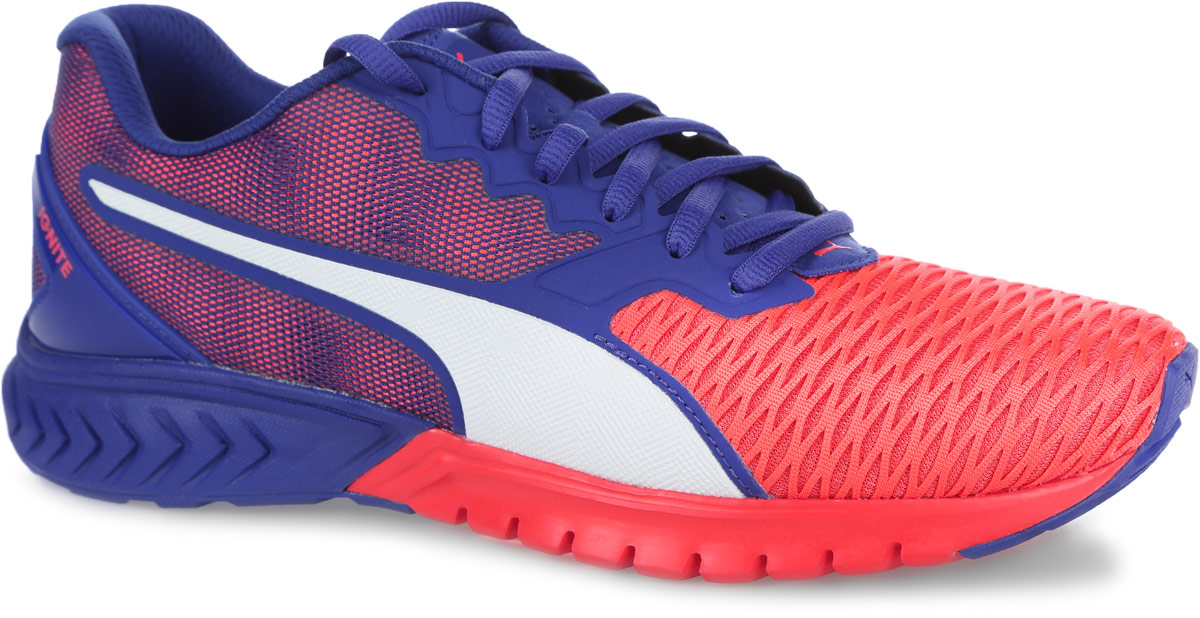 Кроссовки женские Puma Ignite Dual, цвет: оранжевый, сиреневый. 18914801. Размер 6 (38)18914801 Кроссовки женские Puma Ignite Dual, цвет: оранжевый, сиреневый. 18914801. Размер 6 (38)18914801Кроссовки Puma Ignite Dual - самая яркая новинка среди технологичных беговых кроссовок. Обладает целым рядом особенностей, работающих на благо атлету. Верх, выполненный из эластичной текстурированной сетки, мягко облегает ногу, не препятствуя циркуляции воздуха и не сдерживая свободу движений. Формованная деталь в пяточной части обеспечивает необходимую поддержку и фиксацию стопы. Особого внимания заслуживает специально сконструированная многокомпонентная подошва, помогающая достигнуть высоких результатов как на соревнованиях, так и во время регулярных тренировок. Инновационный вспененный материал Ignite обеспечивает возврат энергии и обладает уникальными амортизирующими свойствами, необходимыми для гашения ударных нагрузок по всей поверхности. Расположенные в передней части подошвы бороздки Flex обеспечивают характерное для естественного бега плавное сгибание стопы от средней части к носочной.Все эти детали придают модели актуальный и оригинальный облик.