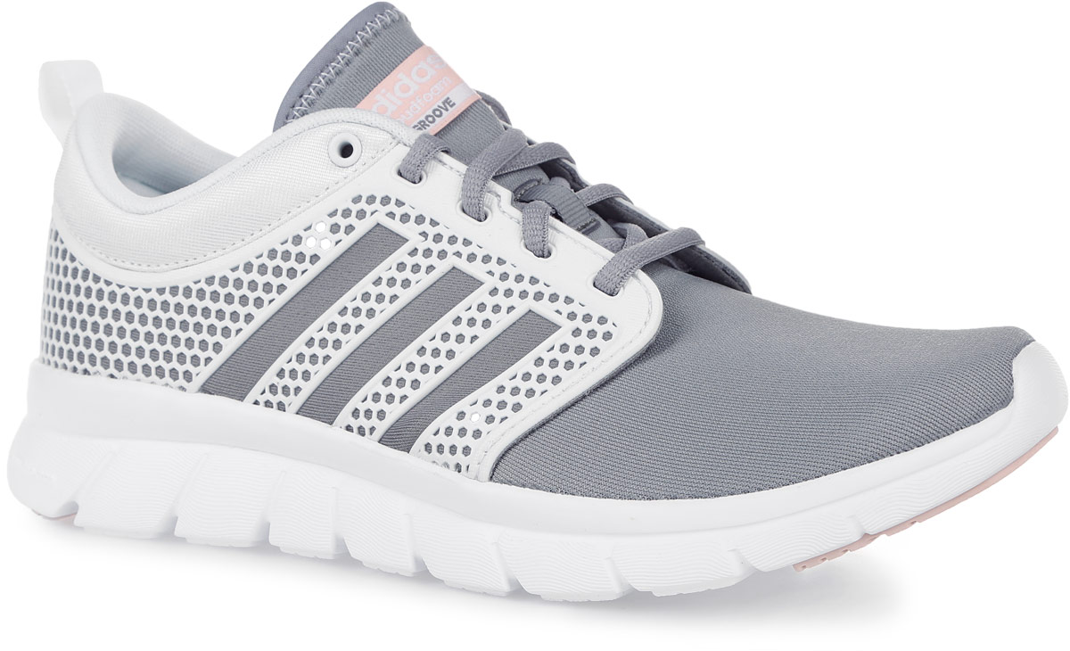 Кроссовки женские adidas Neo Cloudfoam Groove, цвет: серый, белый. AW4944. Размер 5,5 (37)AW4944 Кроссовки женские adidas Neo Cloudfoam Groove, цвет: серый, белый. AW4944. Размер 5,5 (37)AW4944Женские кроссовки Cloudfoam Groove от adidas Neo с объемной фигурной вставкой и вырезанными тремя полосками создают максимально стильный образ. Эластичный верх из текстиля, стилизованный под неопрен, и гибкая подошва обеспечивают комфорт. Промежуточная подошва и стелька с технологией Cloudfoam для поглощения ударных нагрузок и комфортной посадки без разнашивания обеспечивают мягкую амортизацию. Классическая шнуровка надежно зафиксирует модель на ноге.