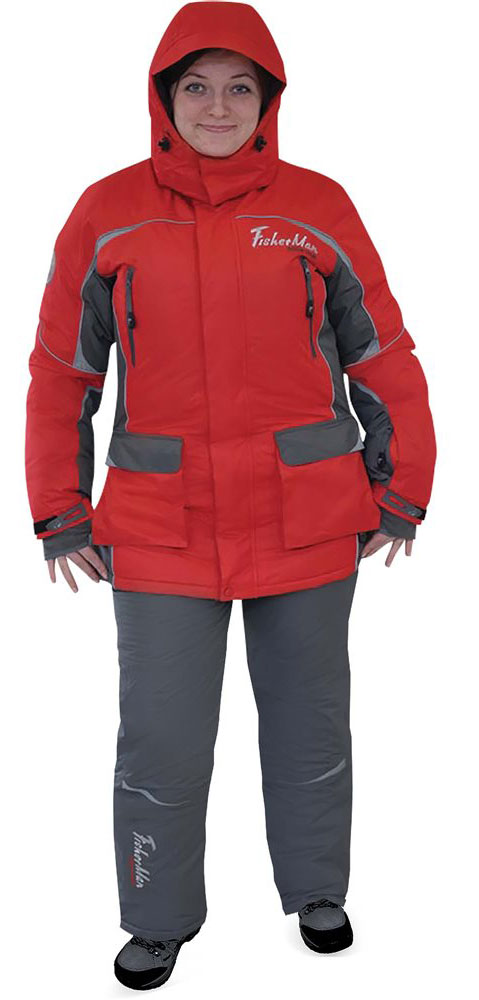 Костюм рыболовный женский FisherMan Nova Tour Фишермен Леди V2, цвет: серый, красный. 95574-055. Размер L (48)95574-055 Костюм рыболовный женский FisherMan Nova Tour Фишермен Леди V2, цвет: серый, красный. 95574-055. Размер L (48)95574-055Регулируемый капюшон с жёстким козырьком. Семь внешних карманов, влагозащитные молнии. Утеплённые верхние карманы для рук. Нижние объёмные карманы с люверсами. Кольцо для перчаток. Рукава с анатомическим кроем, низ рукава регулируется по объёму патой с Velcro, с внутренними трикотажными манжетами. Удобные внутренние карманы. Ветрозащитная юбка. Полукомбинезон с анатомическим кроем. Регулируемые по росту лямки. Эластичная боковая вставка на талии. Один нагрудный карман, два кармана в области бёдер. Усиление в области колен, с анатомическим кроем, молния в задней области.Влагостойкость: 5000 мм.Паропроницаемость: 5000 мл./м.кв./24часа.
