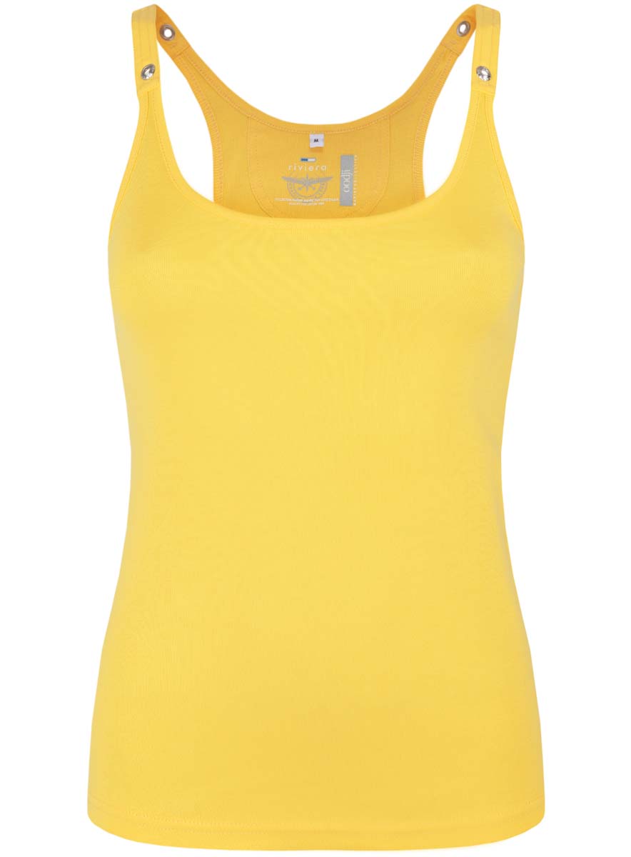 Майка женская oodji Collection, цвет: лимонный. 24305006B/46164/5100N. Размер XS (42)24305006B/46164/5100N Майка женская oodji Collection, цвет: лимонный. 24305006B/46164/5100N. Размер XS (42)24305006B/46164/5100NМодная женская майка-борцовка oodji Collection выполнена из натурального хлопка. Майка с круглым вырезом горловины оформлена на лямках декоративными люверсами.