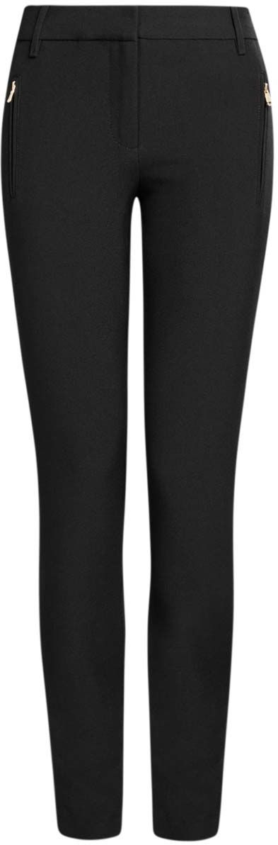 Брюки женские oodji Collection, цвет: черный. 21706018-1/43804/2900N. Размер 40 (46-170)21706018-1/43804/2900N Брюки женские oodji Collection, цвет: черный. 21706018-1/43804/2900N. Размер 40 (46-170)21706018-1/43804/2900NСтильные женские брюки oodji Collection выполнены из качественного комбинированного материала. Модель со средней посадкой застегивается на молнию, пуговицу и застежку-крючок, имеются шлевки для ремня. Спереди брюки оформлены двумя прорезными карманами на застежке-молнии, сзади дополнены имитацией двух прорезных карманов.Низ брючин украшен декоративными металлическими молниями с защитными планками.