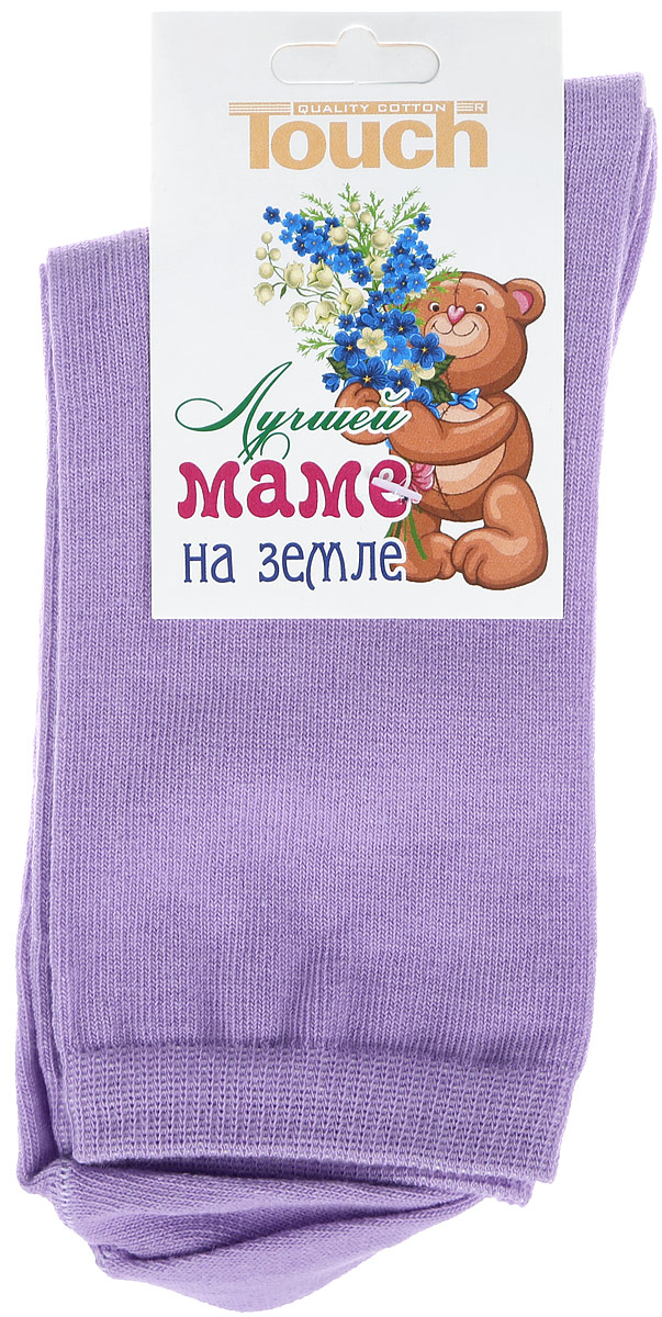 Носки-открытка женские Touch Gold Маме, цвет: сиреневый. 200. Размер 23/25200_Маме Носки-открытка женские Touch Gold Маме, цвет: сиреневый. 200. Размер 23/25200_МамеКлассические женские носки Touch Gold изготовлены из лучших сортов хлопка с добавлением эластановых волокон, которые обеспечивают повышенную износостойкость и превосходную посадку. Модель со стандартным паголенком оформлена в лаконичном дизайне и дополнена оригинальной этикеткой-открыткой. Такие носочки послужат отличным вариантом для подарка.