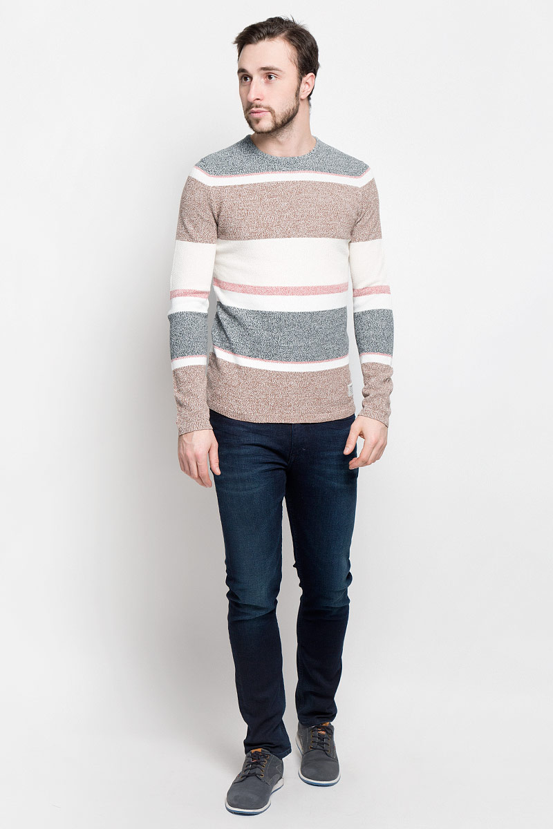Джемпер мужской Tom Tailor Denim, цвет: серый, бежевый. 3022033.01.12_2802. Размер XXL (54)3022033.01.12_2802 Джемпер мужской Tom Tailor Denim, цвет: серый, бежевый. 3022033.01.12_2802. Размер XXL (54)3022033.01.12_2802Мужской джемпер Tom Tailor Denim изготовлен из натурального хлопка.Модель с круглым вырезом горловины и длинными рукавами оформлена оригинальным принтом в полоску.