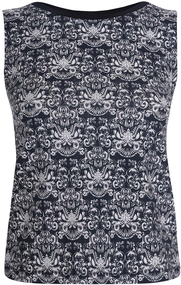 Топ женский oodji Collection, цвет: темно-синий, белый. 24305005-1/42789/7910E. Размер XS (42)24305005-1/42789/7910E Топ женский oodji Collection, цвет: темно-синий, белый. 24305005-1/42789/7910E. Размер XS (42)24305005-1/42789/7910EСтильный женский топ oodji Collection изготовлен из высококачественного 100% хлопка. Модель без рукавов имеет круглый вырез горловины. Лицевая сторона декорирована красивым узором, задняя сторона топа однотонная.