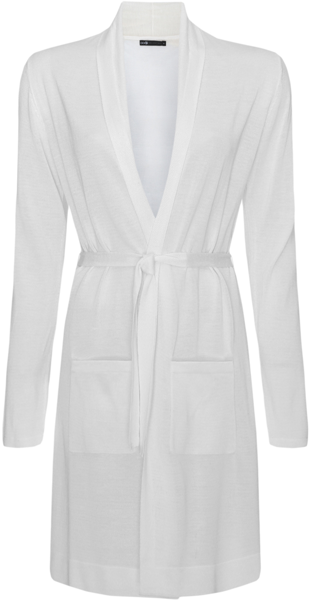 Кардиган женский oodji Collection, цвет: белый. 73212177-2/45648/1200N. Размер XXL (52)73212177-2/45648/1200N Кардиган женский oodji Collection, цвет: белый. 73212177-2/45648/1200N. Размер XXL (52)73212177-2/45648/1200NКардиган женский oodji Collection исполнен из высококачественной вискозы, обладает свободным силуэтом и имеет два накладных кармана. Завязывается на поясок, входящий в комплект.