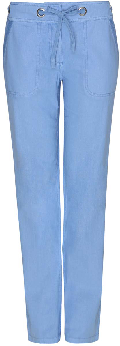 Брюки женские oodji Collection, цвет: голубой. 21704160/19638/7500N. Размер 42-170 (48-170)21704160/19638/7500N Брюки женские oodji Collection, цвет: голубой. 21704160/19638/7500N. Размер 42-170 (48-170)21704160/19638/7500NСтильные женские брюки oodji Collection выполнены из льна и хлопка. Брюки прямого кроя и стандартной посадки застегиваются на два крючка в поясе и ширинку на застежке-молнии, с внутренней стороны - на пуговицу. Пояс дополнен шнурком, пропущенным через металлические люверсы. Спереди модель дополнена двумя втачными карманами, сзади - двумя прорезными карманами на пуговицах.