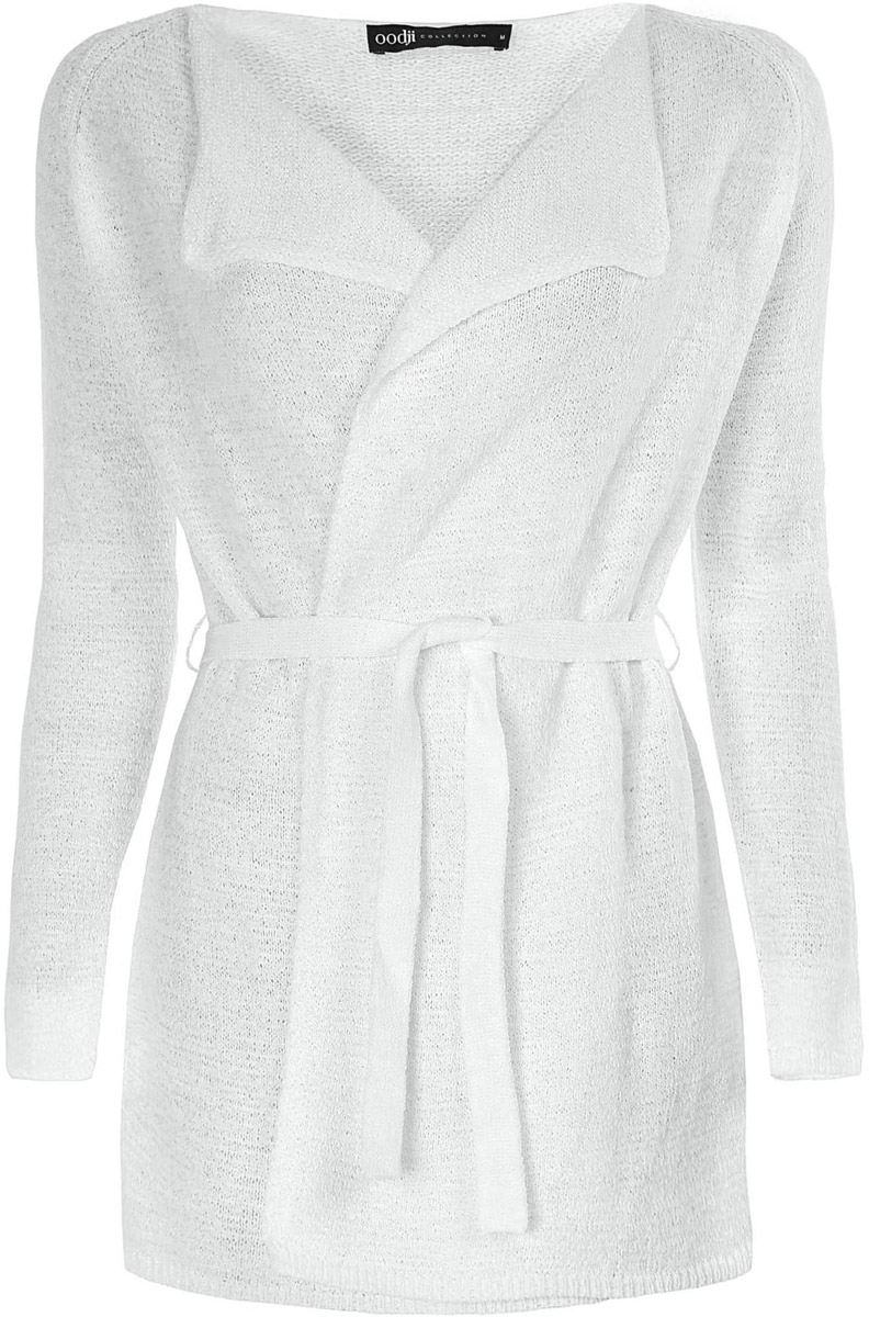Кардиган женский oodji Collection, цвет: белый. 73205043-4B/43734/1000N. Размер L (48)73205043-4B/43734/1000N Кардиган женский oodji Collection, цвет: белый. 73205043-4B/43734/1000N. Размер L (48)73205043-4B/43734/1000NКардиган женский oodji Collection иготовлен из высококачественной мягкой ткани. Модель имеет длинные рукава и завязывается на пояс.