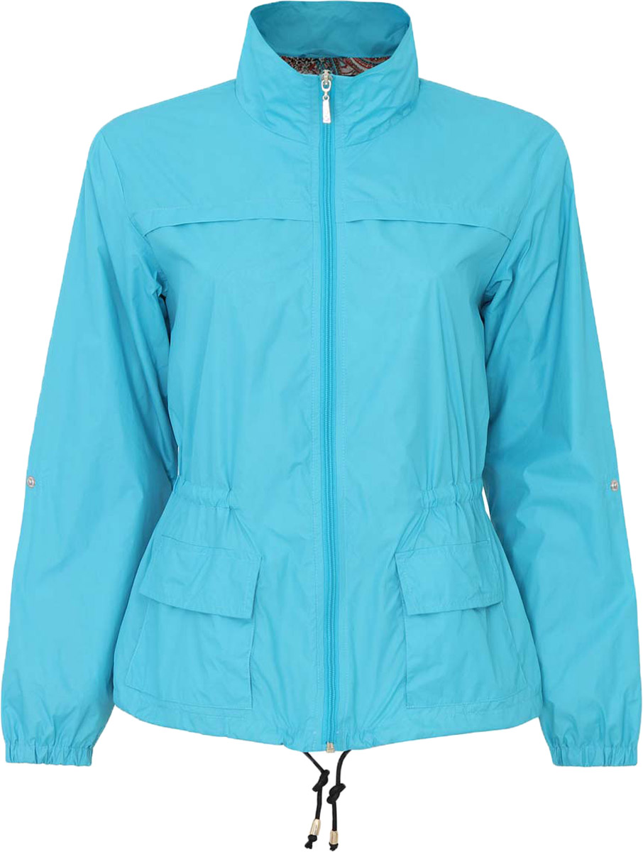 Куртка женская oodji Collection, цвет: бирюзовый. 20303002-1/33743/7300N. Размер 42-170 (48-170)20303002-1/33743/7300N Куртка женская oodji Collection, цвет: бирюзовый. 20303002-1/33743/7300N. Размер 42-170 (48-170)20303002-1/33743/7300NЖенская куртка oodji Collection, выполненная из полиамида, отлично подойдет для прохладной погоды. Подкладка изготовлена из хлопка с ярким принтом. Модель с длинными рукавами и воротником-стойкой застегивается на застежку-молнию. Низ рукавов снабжен резинкой. Талия и низ куртки затягиваются на шнурки. Изделие дополнено двумя накладными карманами с клапанами, закрывающимися на кнопку. Бегунок молнии декорирован стразами.