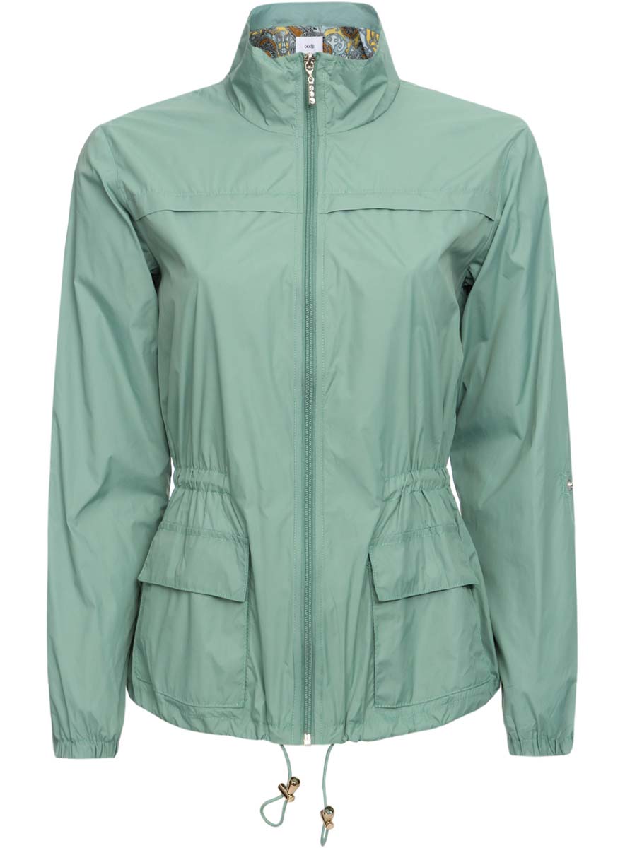 Куртка женская oodji Collection, цвет: изумрудный. 20303002-1/33743/6D00N. Размер 40-170 (46-170)20303002-1/33743/6D00N Куртка женская oodji Collection, цвет: изумрудный. 20303002-1/33743/6D00N. Размер 40-170 (46-170)20303002-1/33743/6D00NЖенская куртка oodji Collection, выполненная из полиамида, отлично подойдет для прохладной погоды. Подкладка изготовлена из хлопка с ярким принтом. Модель с длинными рукавами и воротником-стойкой застегивается на застежку-молнию. Низ рукавов снабжен резинкой. Талия и низ куртки затягиваются на шнурки. Изделие дополнено двумя накладными карманами с клапанами, закрывающимися на кнопку. Бегунок молнии декорирован стразами.