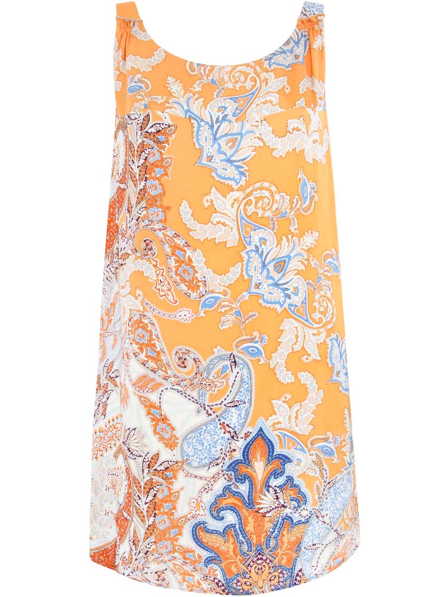 Платье oodji Collection, цвет: оранжевый, голубой. 21900314/42716/5570E. Размер 36-170 (42-170)21900314/42716/5570E Платье oodji Collection, цвет: оранжевый, голубой. 21900314/42716/5570E. Размер 36-170 (42-170)21900314/42716/5570EПлатье oodji Collection выполнено полностью из полиэстера. Модель на бретелях свободного кроя и с круглым вырезом горловины. Платье оформлено этническим принтом.