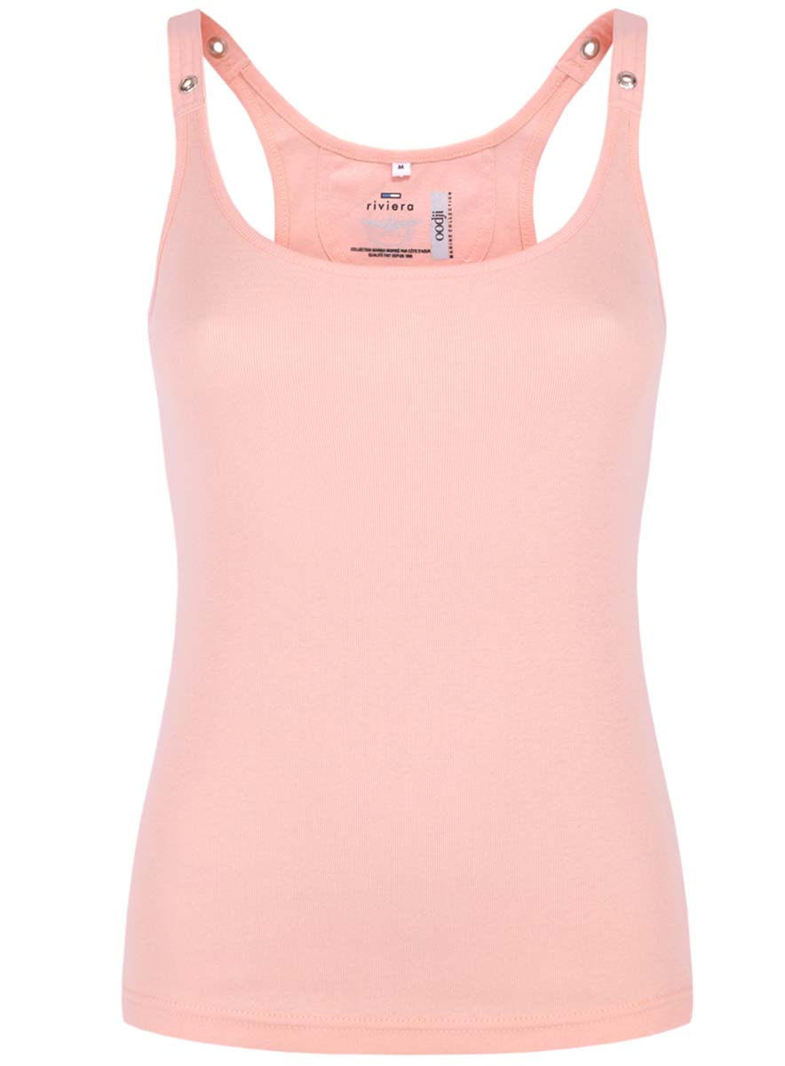 Майка женская oodji Collection, цвет: персиковый. 24305006B/46164/5400N. Размер XS (42)24305006B/46164/5400N Майка женская oodji Collection, цвет: персиковый. 24305006B/46164/5400N. Размер XS (42)24305006B/46164/5400NМодная женская майка-борцовка oodji Collection выполнена из натурального хлопка. Майка с круглым вырезом горловины оформлена на лямках декоративными люверсами.