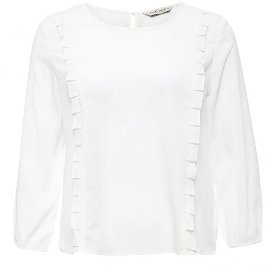 Блузка женская Sela Casual, цвет: белый. Tw-112/1151-7140. Размер L (48)Tw-112/1151-7140 Блузка женская Sela Casual, цвет: белый. Tw-112/1151-7140. Размер L (48)Tw-112/1151-7140Стильная женская блузка Sela, выполненная из 100% полиэстера, подчеркнет ваш уникальный стиль и поможет создать оригинальный женственный образ.Модель с круглым вырезом горловины и рукавами 3/4 застегивается сзади по спинке на пуговицу. Края рукавов также имеют застежки на пуговицах. Спереди блузка дополнена стильными рюшами.