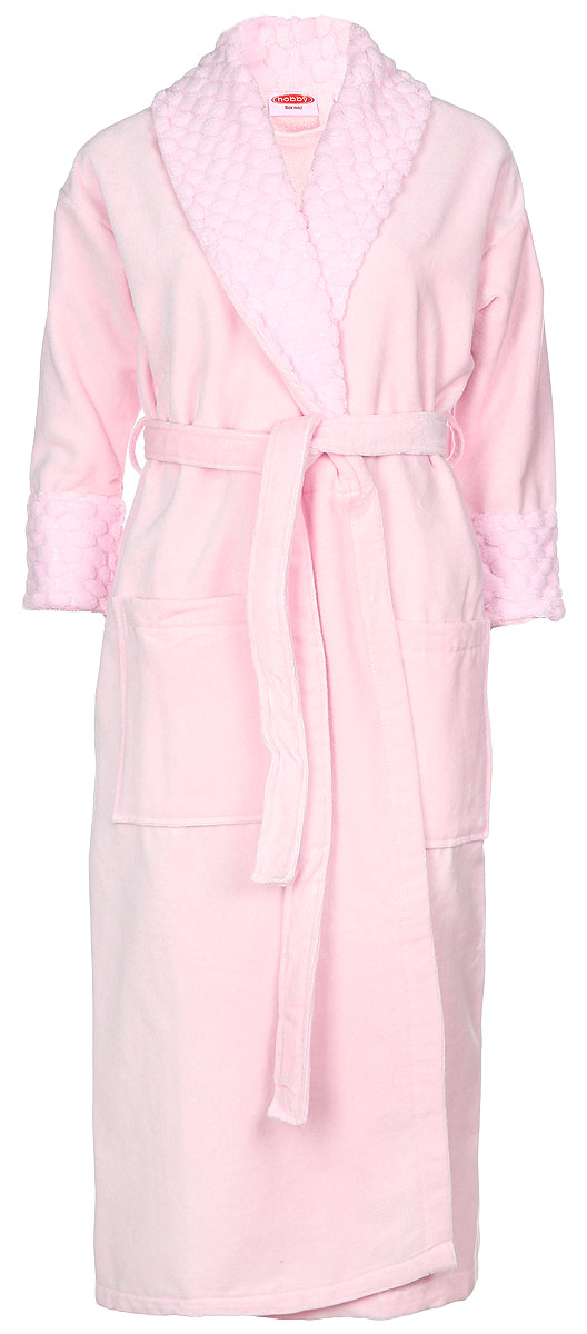 Халат женский Hobby Home Collection Angora, цвет: розовый. 1501000833. Размер M (48/50)Angora Халат женский Hobby Home Collection Angora, цвет: розовый. 1501000833. Размер M (48/50)AngoraЖенский халат Hobby Home Collection Angora изготовлен из приятного на ощупь высококачественного натурального хлопка. Изнаночная сторона изделия отделана мелкими петельками. Халат с воротником-шалью и рукавами 3/4 дополнен узким текстильным поясом. Изделие имеет оригинальную объемную отделку по воротнику и манжетам рукавов, спереди дополнено двумя накладными карманами.Халаты марки Hobby уникальны и разрабатываются эксклюзивно для данной марки. При создании коллекции используются самые высокотехнологичные ткацкие приемы. Дизайнеры марки украшают вещи изысканным декором. Коллекция линии соответствует актуальным тенденциям, диктуемым мировыми подиумами и модой в области домашнего текстиля.