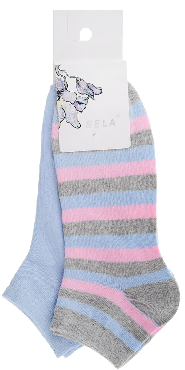 Носки женские Sela, цвет: голубой, серый меланж, 2 пары. SOb-154/050-7101-2set. Размер 23/25SOb-154/050-7101-2set Носки женские Sela, цвет: голубой, серый меланж, 2 пары. SOb-154/050-7101-2set. Размер 23/25SOb-154/050-7101-2setУдобные женские носки Sela, изготовленные из высококачественного комбинированного материала, идеально подойдут вам. Благодаря содержанию мягкого хлопка в составе, кожа сможет дышать, а эластан позволяет носочкам легко тянуться, что делает их комфортными в носке. Эластичная резинка плотно облегает ногу, не сдавливая ее, обеспечивая комфорт и удобство.В комплект входят две пары носочков. Одна модель однотонная, а вторая оформлена принтом в полоску.Уважаемые клиенты!Размер, доступный для заказа, является длиной стопы.