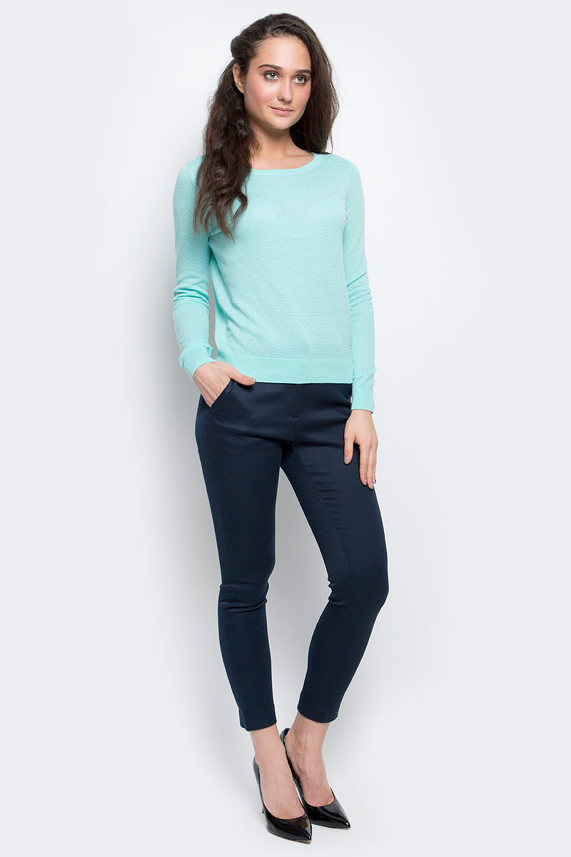 Джемпер женский Sela Basic, цвет: бирюзовый. JR-114/2020-7181. Размер S (44)JR-114/2020-7181 Джемпер женский Sela Basic, цвет: бирюзовый. JR-114/2020-7181. Размер S (44)JR-114/2020-7181Стильный женский джемпер Sela выполнен из акрила с добавлением хлопка. Модель с круглым вырезом горловины и длинными рукавами. Манжеты и низ изделия связаны широкой резинкой.