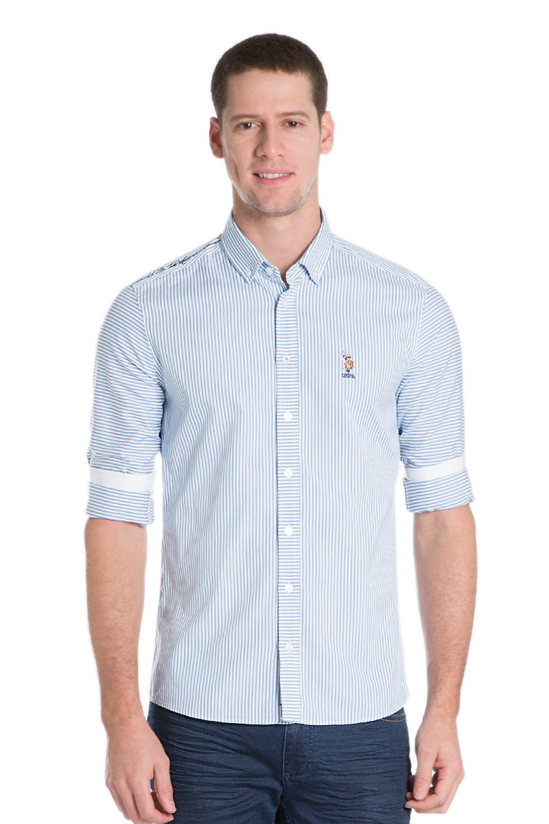Рубашка мужская U.S. Polo Assn., цвет: голубой, белый. G081SZ004AVILSWINMEN16K_VR036. Размер M (50)G081SZ004AVILSWINMEN16K_VR036 Рубашка мужская U.S. Polo Assn., цвет: голубой, белый. G081SZ004AVILSWINMEN16K_VR036. Размер M (50)G081SZ004AVILSWINMEN16K_VR036Стильная мужская рубашка с длинными рукавами и отложным классическим воротником выполнена из натурального хлопка. Модель застегивается на пуговицы.
