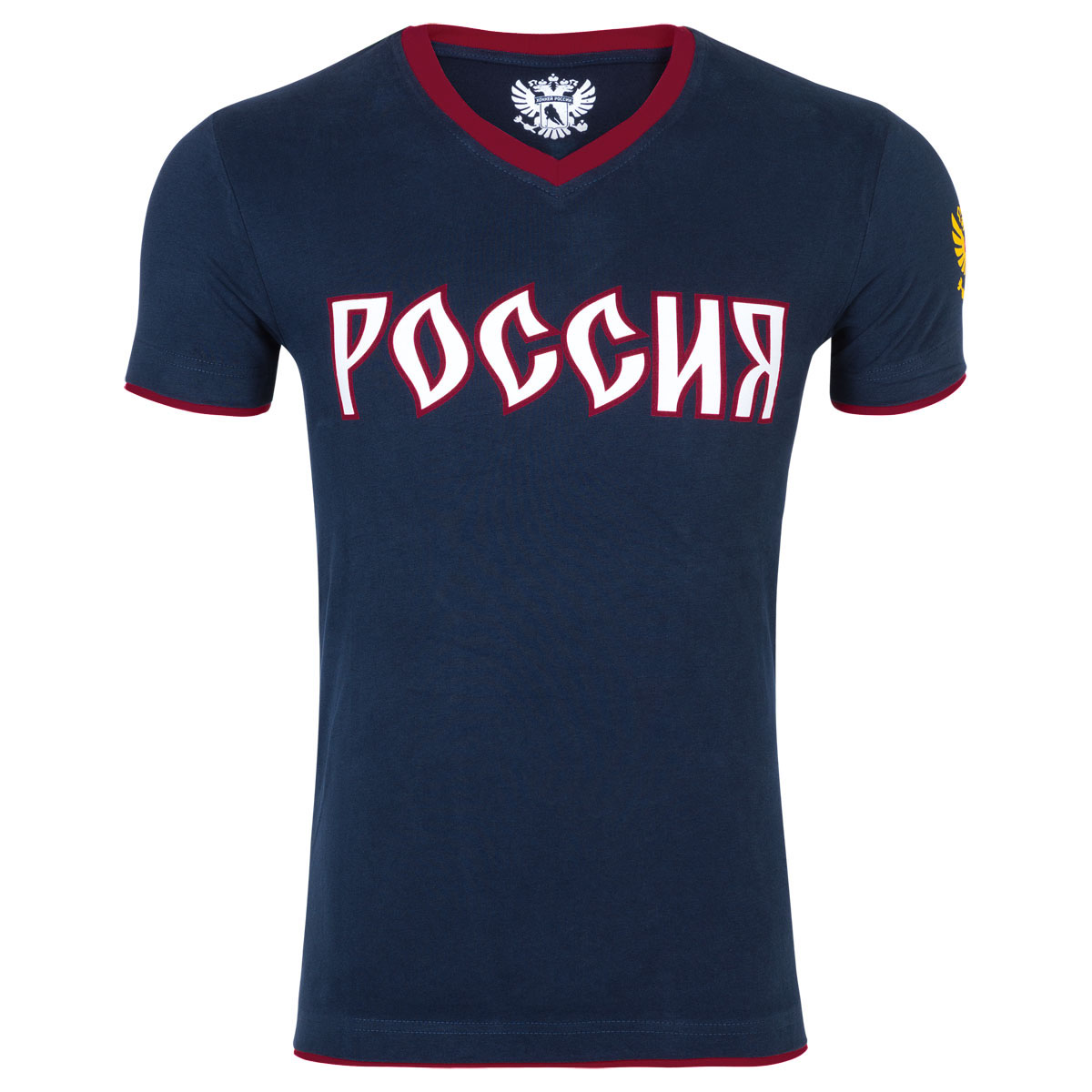 Футболка детская Красная Машина Россия, цвет: темно-синий. 65160087. Размер 10465160087 Футболка детская Красная Машина Россия, цвет: темно-синий. 65160087. Размер 10465160087Модная детская футболка Красная Машина Россия изготовлена из натурального хлопка.Модель с короткими рукавами и V-образным вырезом горловины оформлена спереди крупной надписью Россия. Рукав изделия дополнен оригинальным принтом. Рукава и низ футболки декорированы контрастными текстильными вставками. Вырез горловины дополнен трикотажной резинкой.