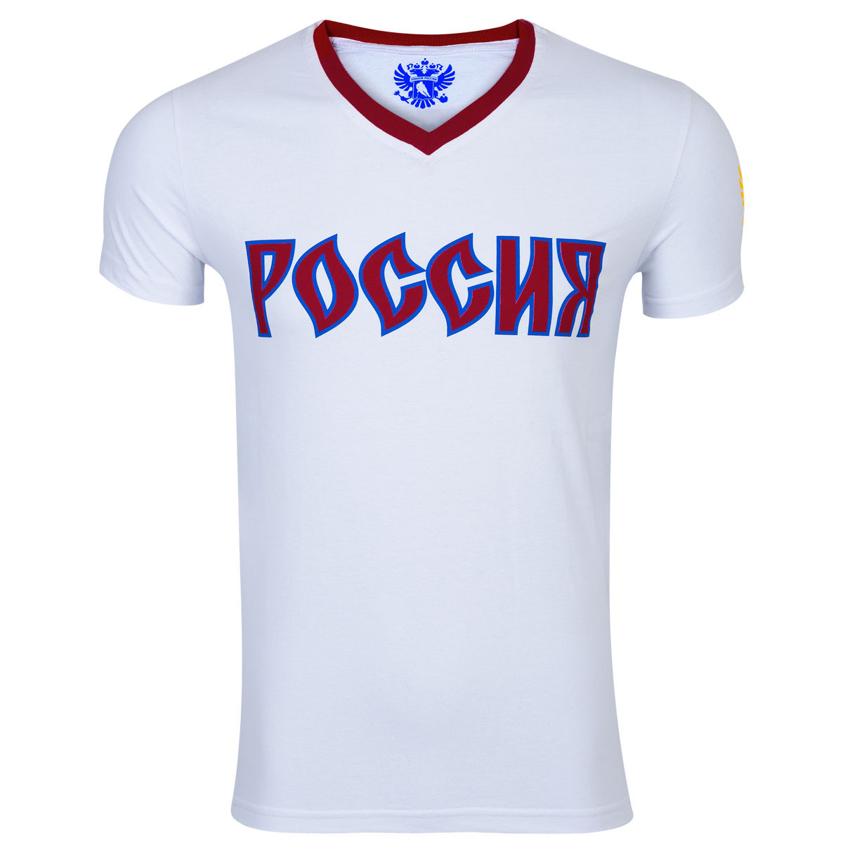 Футболка женская Красная Машина Россия, цвет: белый. 65160046. Размер S (44)65160046 Футболка женская Красная Машина Россия, цвет: белый. 65160046. Размер S (44)65160046Женская футболка Красная Машина Россия изготовлена из натурального хлопка. Модель с V-образным вырезом горловины и короткими рукавами оформлена спереди надписью, на рукаве - символикой российского хоккея. Вырез горловины дополнен контрастной вставкой.