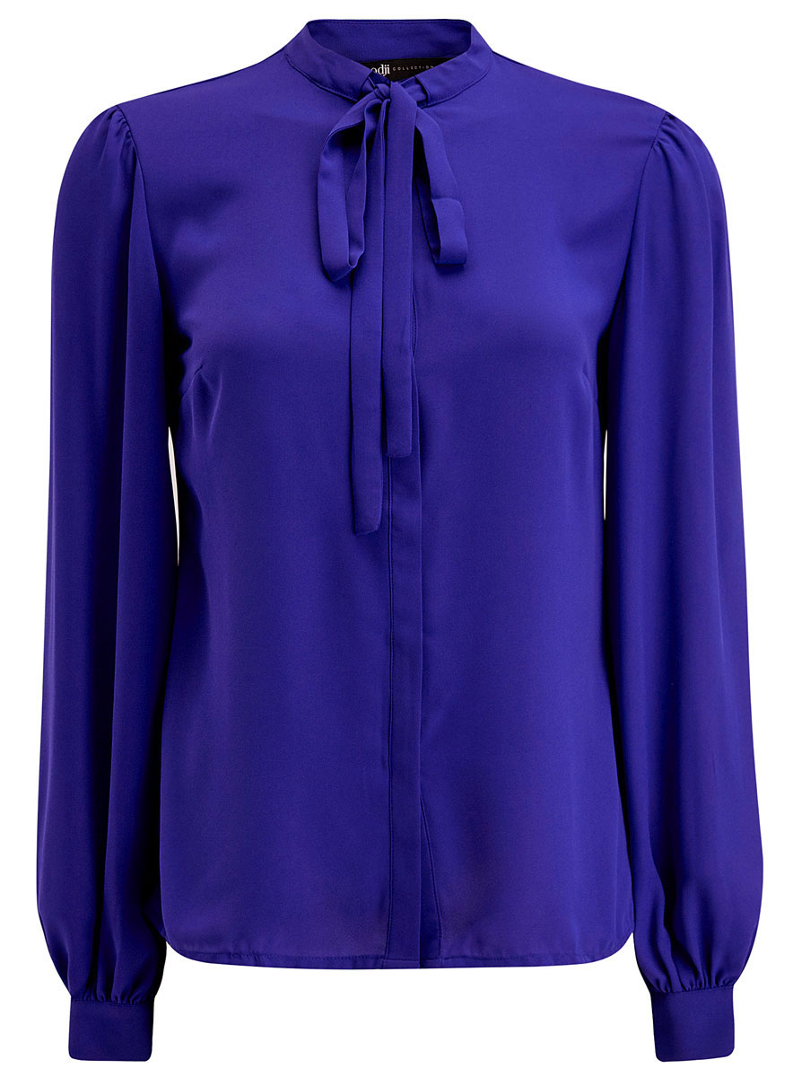 Блузка женская oodji Collection, цвет: синий. 21401256M/36215/7500N. Размер 36 (42-170)21401256M/36215/7500N Блузка женская oodji Collection, цвет: синий. 21401256M/36215/7500N. Размер 36 (42-170)21401256M/36215/7500NБлузка oodji Collection полностью выполнена из полиэстера. Модель с воротником-аскот и длинными рукавами с манжетами застегивается по всей длине с помощью пуговиц.