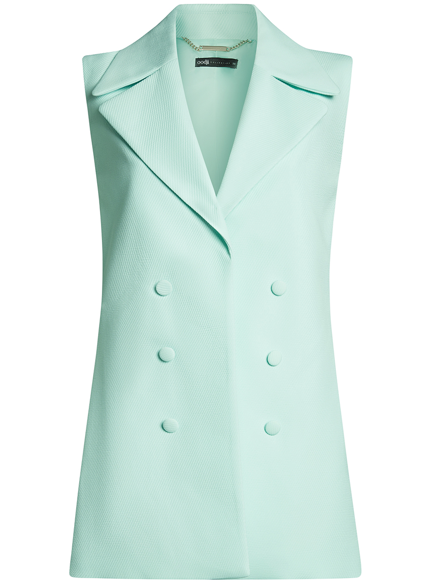Жилет женский oodji Collection, цвет: ментоловый. 22305001-3/46415/6500N. Размер 40-170 (46-170)22305001-3/46415/6500N Жилет женский oodji Collection, цвет: ментоловый. 22305001-3/46415/6500N. Размер 40-170 (46-170)22305001-3/46415/6500NЖенский удлиненный жилет от oodji выполнен из высококачественного материала. Модель приталенного силуэта с лацканами по бокам дополнена карманами.