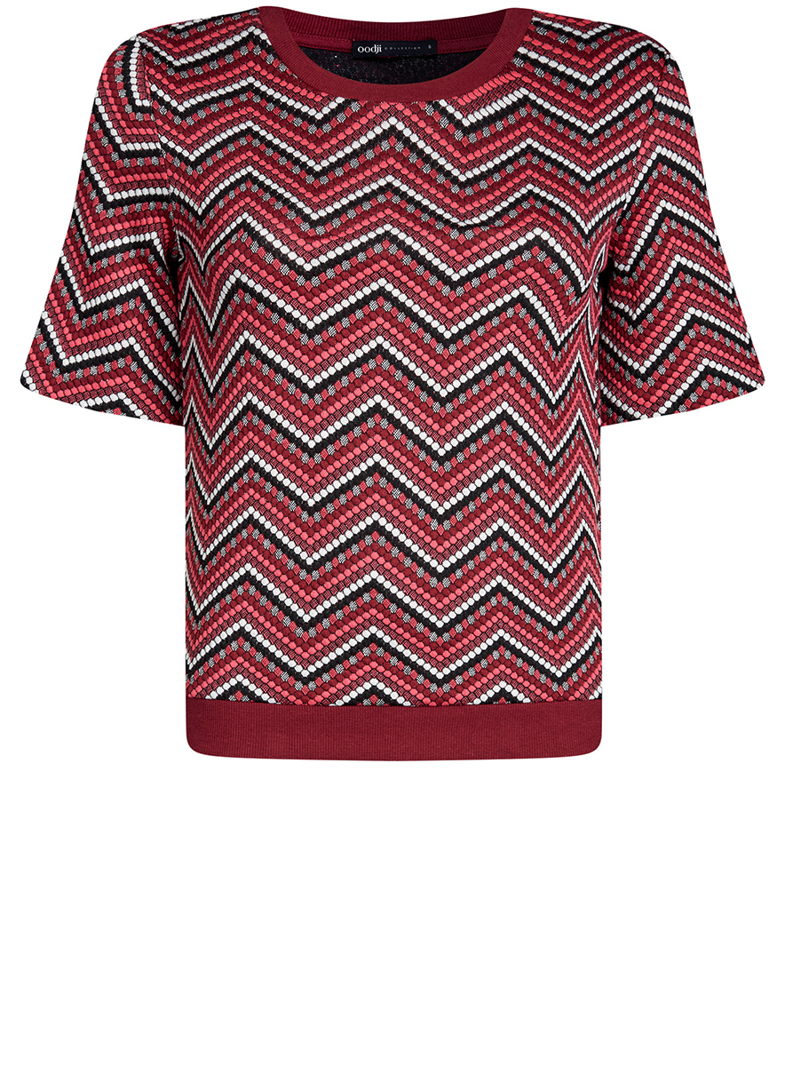 Джемпер женский oodji Collection, цвет: черный, ярко-розовый. 24801010-13/46478/294DS. Размер XXL (52)24801010-13/46478/294DS Джемпер женский oodji Collection, цвет: черный, ярко-розовый. 24801010-13/46478/294DS. Размер XXL (52)24801010-13/46478/294DSЖенский джемпер с круглым вырезом горловины и рукавами до локтя выполнен из высококачественного материала и оформлен рисунком зигзаг.