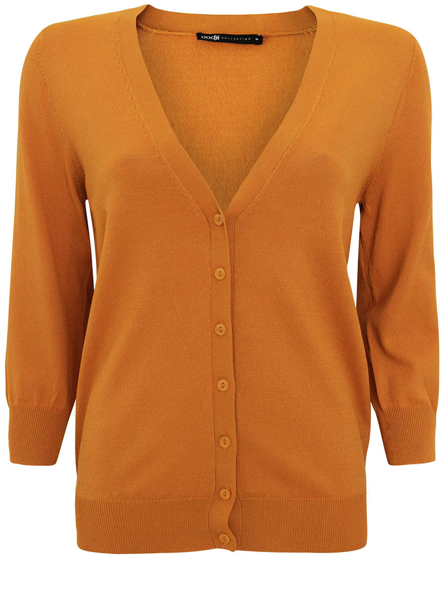 Жакет женский oodji Collection, цвет: темно-оранжевый. 73212344-1/35997/5900N. Размер M (46)73212344-1/35997/5900N Жакет женский oodji Collection, цвет: темно-оранжевый. 73212344-1/35997/5900N. Размер M (46)73212344-1/35997/5900NТрикотажный жакет oodji изготовлен из качественного смесового материала. Модель с рукавами 3/4 застегивается на пуговицы по всей длине. Низ изделия и рукава выполнены с эластичными резинками.