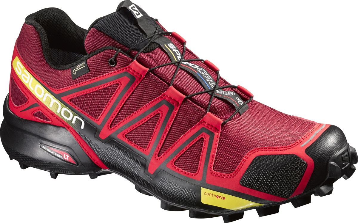 Кроссовки для бега мужские Salomon Speedcross 4 GTX, цвет: красный. L38315000. Размер 11,5 (45)L38315000 Кроссовки для бега мужские Salomon Speedcross 4 GTX, цвет: красный. L38315000. Размер 11,5 (45)L38315000Беговые мужские кроссовки от Salomon Speedcross 4 GTX выполнены на 64,3% из синтетического материала и на 35,7% из текстиля. Конструкция верха Sensifit с пропиткой Mudguard не пропускает грязь и воду. Подъем оформлен шнуровкой с фиксатором, благодаря которой обувь сидит плотно на ноге, и дополнен кармашком для шнурков. Стелька Ortholite из ЭВА материала с текстильным верхним покрытием создает более прохладное и сухое пространство под стопой. Мягкая верхняя часть и подкладка, изготовленная из текстиля, обеспечивают дополнительный комфорт и предотвращают натирание. Язычок дополнен текстильной нашивкой с символикой бренда. Светоотражающие элементы обеспечат лучшую видимость в темное время суток. Подошва Contagrip не оставляет следов и обеспечивает отличное сцепление со скользкой поверхностью. Такие кроссовки займут достойное место в коллекции вашей спортивной обуви.