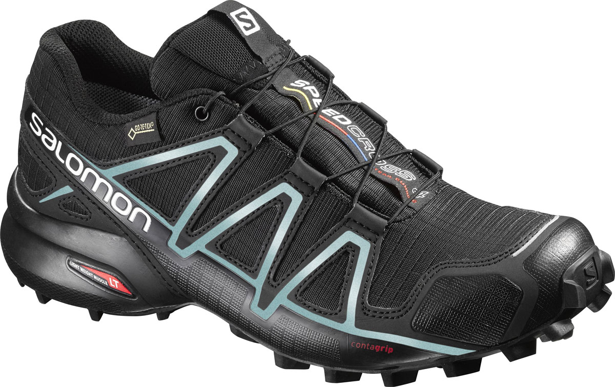 Кроссовки для бега женские Salomon Speedcross 4 GTXW, цвет: черный. L38318700. Размер 7,5 (40)L38318700 Кроссовки для бега женские Salomon Speedcross 4 GTXW, цвет: черный. L38318700. Размер 7,5 (40)L38318700Беговые женские кроссовки от Salomon Speedcross 4 GTXW выполнены на 64,3% из синтетического материала и на 35,7% из текстиля. Конструкция верха Sensifit с пропиткой Mudguard не пропускает грязь и воду. Подъем оформлен шнуровкой с фиксатором, благодаря которой обувь сидит плотно на ноге, и дополнен кармашком для шнурков. Стелька Ortholite из ЭВА материала с текстильным верхним покрытием создает более прохладное и сухое пространство под стопой. Мягкая верхняя часть и подкладка, изготовленная из текстиля, обеспечивают дополнительный комфорт и предотвращают натирание. Язычок дополнен текстильной нашивкой с символикой бренда. Светоотражающие элементы обеспечат лучшую видимость в темное время суток. Подошва Contagrip не оставляет следов и обеспечивает отличное сцепление со скользкой поверхностью. Такие кроссовки займут достойное место в коллекции вашей спортивной обуви.