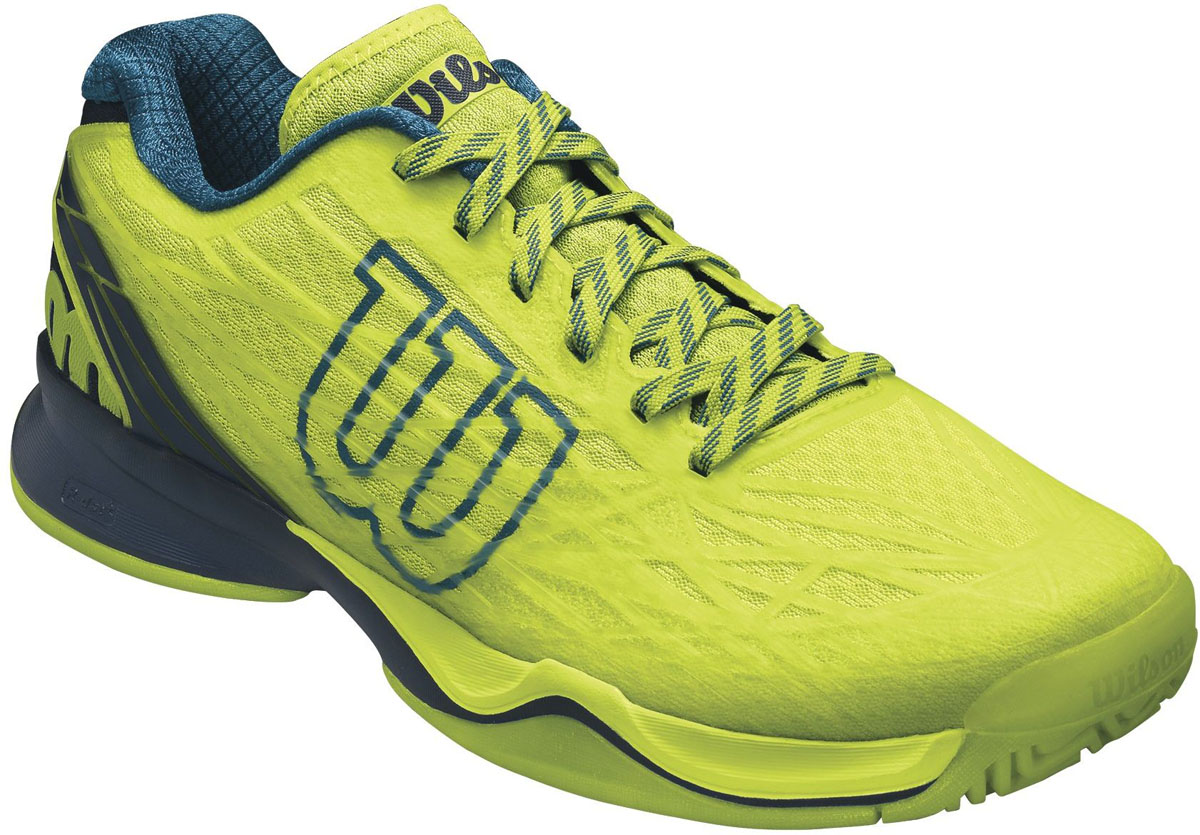 Кроссовки для тенниса мужские Wilson Kaos Mens All Court, цвет: салатовый. WRS322400. Размер 11,5 (45,5)WRS322400 Кроссовки для тенниса мужские Wilson Kaos Mens All Court, цвет: салатовый. WRS322400. Размер 11,5 (45,5)WRS322400Кроссовки для тенниса мужские Kaos Mens All Court от Wilson выполнены из искусственной кожи и дышащего текстиля. Модель на классической шнуровке. Подкладка изготовлена из текстиля, стелька из ЭВА-материала с текстильным покрытием. Подошва из сочетания резины, пластика и полимерного материала оснащена рифлением.