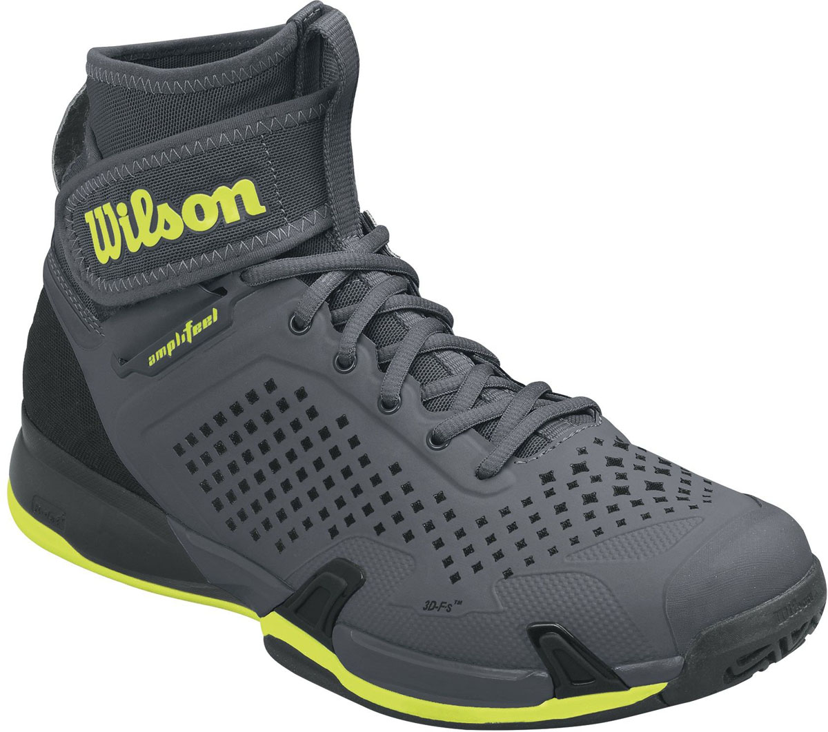 Кроссовки для тенниса мужские Wilson Amplifeel, цвет: темно-серый. WRS322840. Размер 11,5 (45,5)WRS322840 Кроссовки для тенниса мужские Wilson Amplifeel, цвет: темно-серый. WRS322840. Размер 11,5 (45,5)WRS322840Кроссовки для тенниса мужские Amplifeel от Wilson выполнены из искусственной кожи сов ставками из дышащего текстиля. Модель на классической шнуровке. Подкладка изготовлена из текстиля. Стелька из ЭВА-материала с текстильным покрытием. Подошва из комбинации пластика, резины и вспененного материала оснащена рифлением.