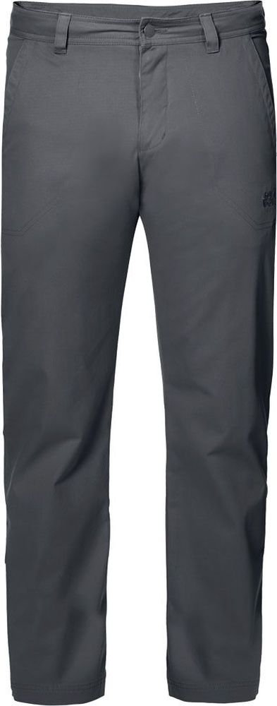 Брюки мужские Jack Wolfskin Drake Pants, цвет: серый. 1503811-6116. Размер 541503811-6116 Брюки мужские Jack Wolfskin Drake Pants, цвет: серый. 1503811-6116. Размер 541503811-6116Брюки мужские Drake Pants изготовлены из ткани FUNCTION 65 с высоким содержанием натурального хлопка, что делает изделие мягким и приятным на ощупь. Ткань обладает защитой от влаги и ветра, а также отличается прочностью. Модель имеет прямой силуэт и стандартную талию. Застегивается на ширинку с молнией и пуговицу в поясе, также имеются шлевки для ремня. Брюки имеют два втачных кармана спереди и два накладных кармана сзади. Идеальный вариант для путешествий, хайкинга в горах и повседневной носки.