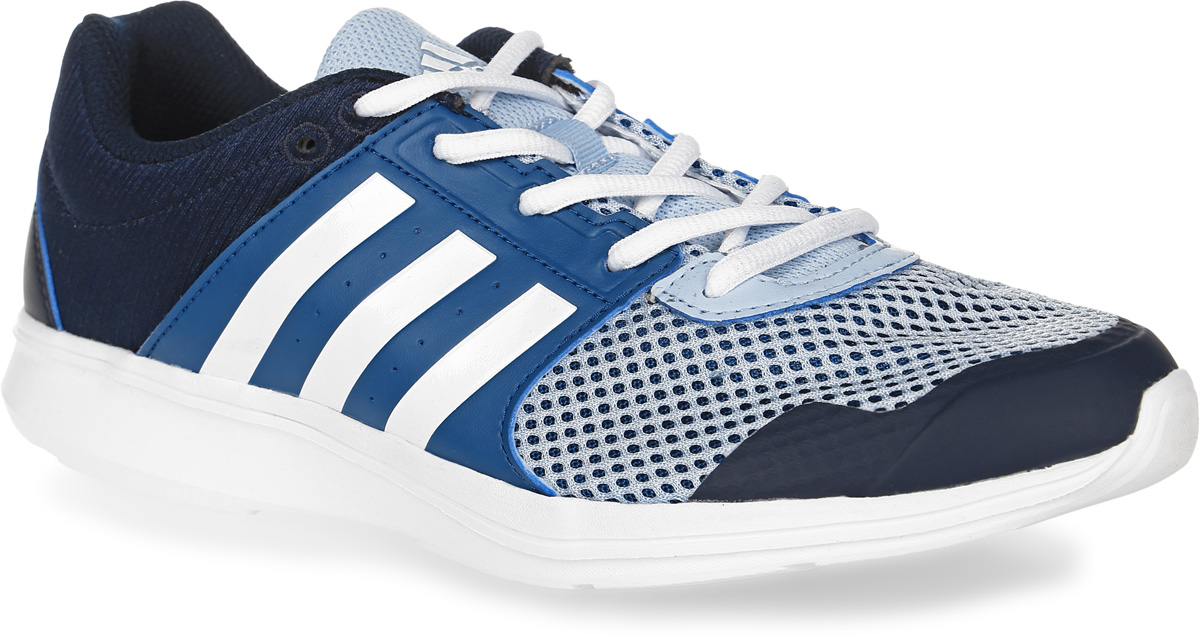 Кроссовки для фитнеса женские adidas Essential Fun II, цвет: темно-синий, светло-голубой, белый. BB1523. Размер 6,5 (38,5)BB1523 Кроссовки для фитнеса женские adidas Essential Fun II, цвет: темно-синий, светло-голубой, белый. BB1523. Размер 6,5 (38,5)BB1523Женские кроссовки для фитнеса adidas Essential Fun II, выполненные из сетчатого текстиля и искусственной кожи, оформлены фирменным тиснением. Шнурки надежно зафиксируют модель на ноге. Внутренняя поверхность из сетчатого текстиля комфортна при движении. Стелька выполнена из легкого ЭВА-материала с поверхностью из текстиля. Подошва изготовлена из высококачественной легкой резины, которая обеспечит отличную амортизацию.Поверхность подошвы дополнена рельефным рисунком.