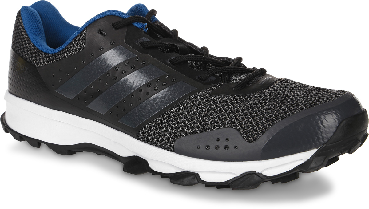 Кроссовки для бега мужские adidas Duramo 7 Trail, цвет: темно-серый, черный. BB4430. Размер 10 (43)BB4430 Кроссовки для бега мужские adidas Duramo 7 Trail, цвет: темно-серый, черный. BB4430. Размер 10 (43)BB4430Мужские кроссовки для бега adidas Duramo 7 Trail выполнены из сетчатого текстиля и оформлены фирменными накладками из полимера. Шнурки надежно зафиксируют модель на ноге. Внутренняя поверхность из текстиля комфортна при движении. Стелька выполнена из легкого ЭВА-материала с поверхностью из текстиля. Подошва изготовлена из высококачественной резины и дополнена рельефным рисунком. Задняячасть подошвы оснащена вставкой из Adiprene, которая смягчает ударную нагрузку на стопу и обеспечивает дополнительную амортизацию.