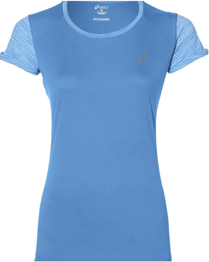 Футболка для бега женская Asics Fuzex SS Top, цвет: голубой. 141255-8012. Размер M (44/46)141255-8012 Футболка для бега женская Asics Fuzex SS Top, цвет: голубой. 141255-8012. Размер M (44/46)141255-8012Футболка для бега от Asics выполнена из эластичного полиэстера.У модели круглый ворот и короткие стандартные рукава. Изделие дополнено светоотражающими деталями. Технология Motion Cool охлаждает тело в процессе тренировки.