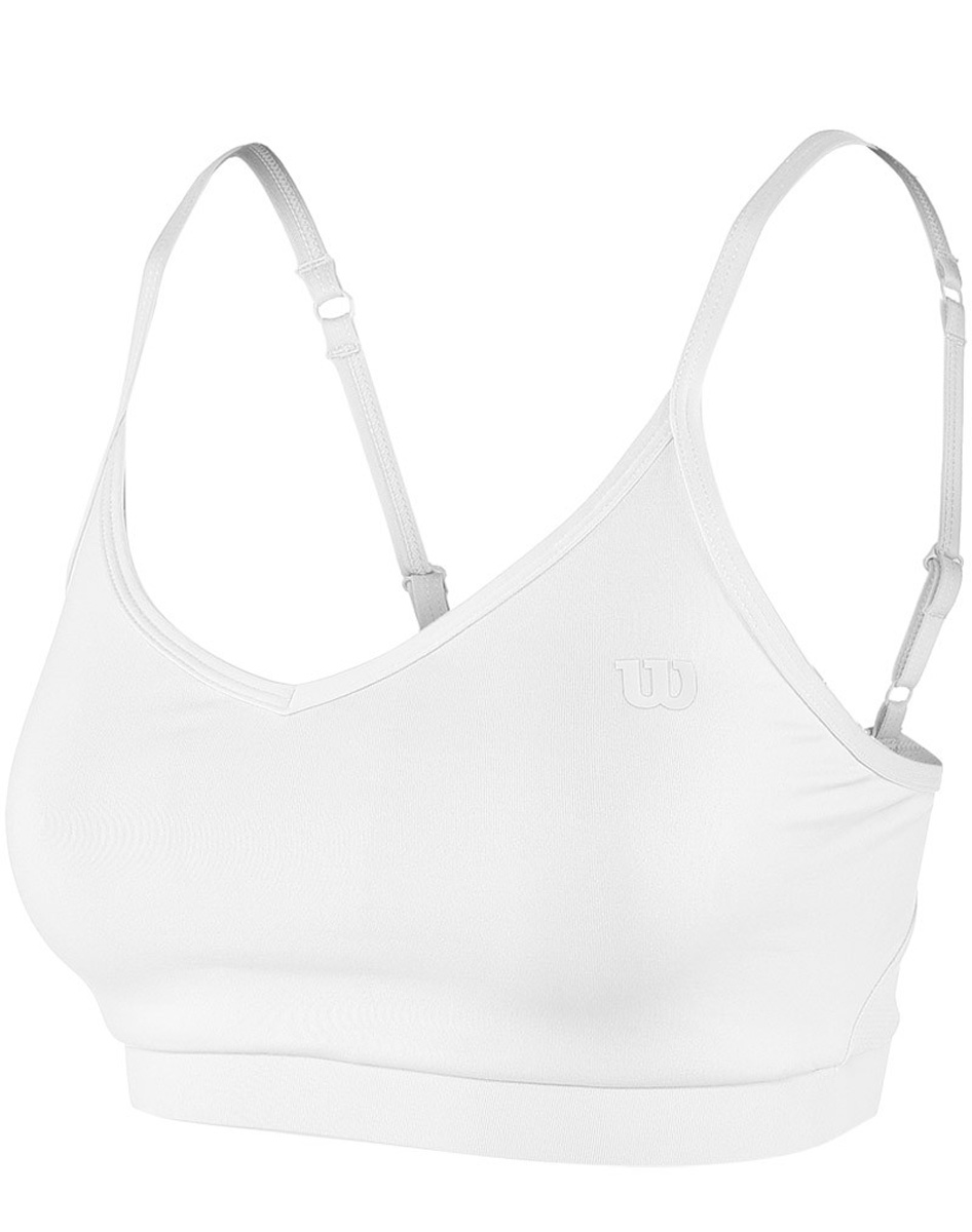 Топ-бра для тенниса женский Wilson Cami Bra, цвет: белый. WRA734606. Размер M (46)WRA734606 Топ-бра для тенниса женский Wilson Cami Bra, цвет: белый. WRA734606. Размер M (46)WRA734606Спортивный топ-бра Wilson Cami Bra изготовлен из полиэстера с добавлением эластана. Данная модель идеально подходит для занятий теннисом и является на 100% дышащей.В зонах возможного перегрева имеются вставки из сетчатого материала. Удобные регулируемые лямки позволяют полностью подогнать изделие по фигуре. На одной из бретелек расположен крючок, благодаря которому бретельки фиксируются на спине и не спадают с плеч. Эластичная резинка обеспечивает удобную посадку модели. Светоотражающий логотип увеличивает вашу безопасность в темное время суток. Такая модель гарантирует не только комфорт на теннисном корте, но и стильный эффектный образ, который позволит вам находиться в центре внимания!