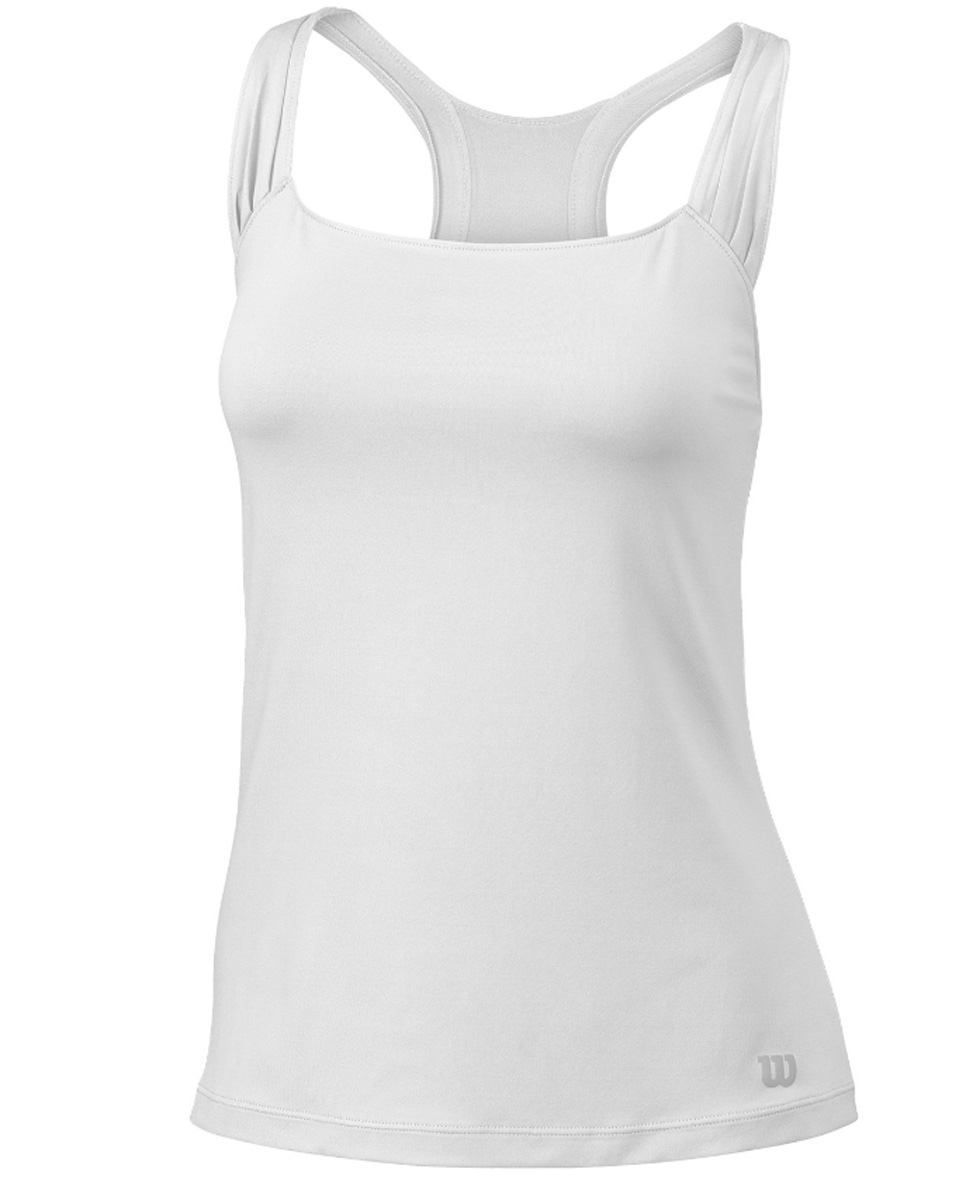 Майка для тенниса женская Wilson Core Classic Tank, цвет: белый. WRA750202. Размер L (48)WRA750202 Майка для тенниса женская Wilson Core Classic Tank, цвет: белый. WRA750202. Размер L (48)WRA750202Майка женская для тенниса Wilson Core Classic Tank изготовлена из полиэстера с добавлением эластана с уникальной технологией влаговыведения nanoWik. Спереди бретельки оформлены декоративными складками. На спинке между бретельками имеется текстильная перемычка.