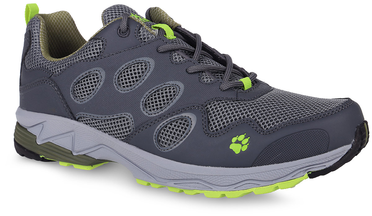 Кроссовки для бега мужские Jack Wolfskin Venture Fly Low, цвет: серый, ярко-желтый. 4018751-4088. Размер 8,5 (41)4018751-4088 Кроссовки для бега мужские Jack Wolfskin Venture Fly Low, цвет: серый, ярко-желтый. 4018751-4088. Размер 8,5 (41)4018751-4088Оригинальные мужские кроссовки Jack Wolfskin Venture Fly Low предназначены для бега по пересеченной местности и туристических походов. Модель выполнена из комбинации текстиля и полиуретана. Подъем оформлен классической шнуровкой, которая надежно фиксирует обувь на ноге и регулирует объем. Быстросохнущая и дышащая подкладка изготовлена из полиэстера. Стелька, идеально подстраивающаяся под анатомические контуры стопы, из ЭВА материала с верхним покрытием из текстиля. Язычок, препятствующий попаданию грязи внутрь, задник и одна из боковых сторон декорированы символикой бренда. Также задник дополнен ярлычком для более удобного надевания обуви. Гибкая и легкая подошва оснащена рифлением для лучшей сцепки с поверхностью. Практичные кроссовки заинтересуют вас с первого взгляда.