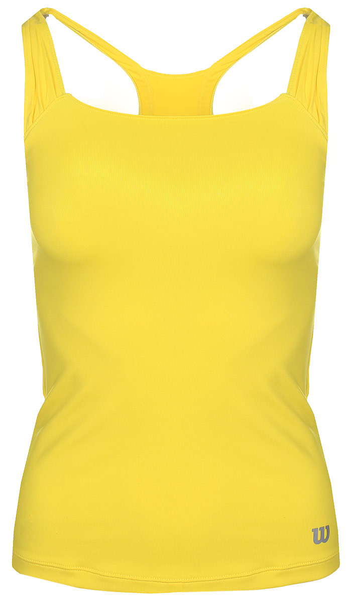 Майка для тенниса женская Wilson Core Classic Tank, цвет: желтый. WRA750205. Размер M (46)WRA750205 Майка для тенниса женская Wilson Core Classic Tank, цвет: желтый. WRA750205. Размер M (46)WRA750205Майка женская для тенниса Wilson Core Classic Tank изготовлена из полиэстера с добавлением эластана с уникальной технологией влаговыведения nanoWik. Спереди бретельки оформлены декоративными складками. На спинке между бретельками имеется текстильная перемычка.