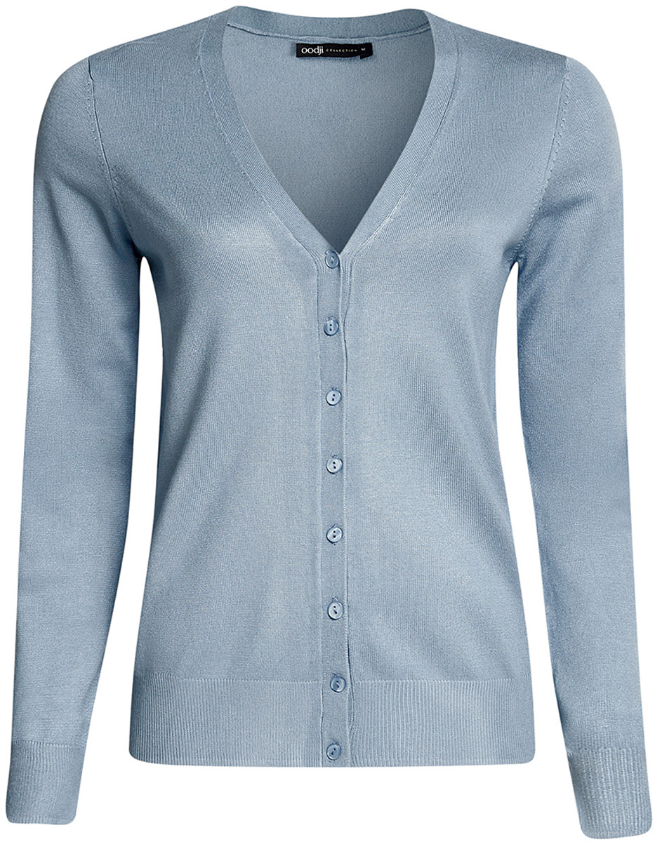 Жакет женский oodji Collection, цвет: голубой. 73212151-8B/24525/7400N. Размер M (46)73212151-8B/24525/7400N Жакет женский oodji Collection, цвет: голубой. 73212151-8B/24525/7400N. Размер M (46)73212151-8B/24525/7400NТрикотажный жакет oodji изготовлен из качественного смесового материала. Модель с длинными рукавами застегивается на пуговицы по всей длине. Низ изделия и рукава выполнены с эластичными резинками.