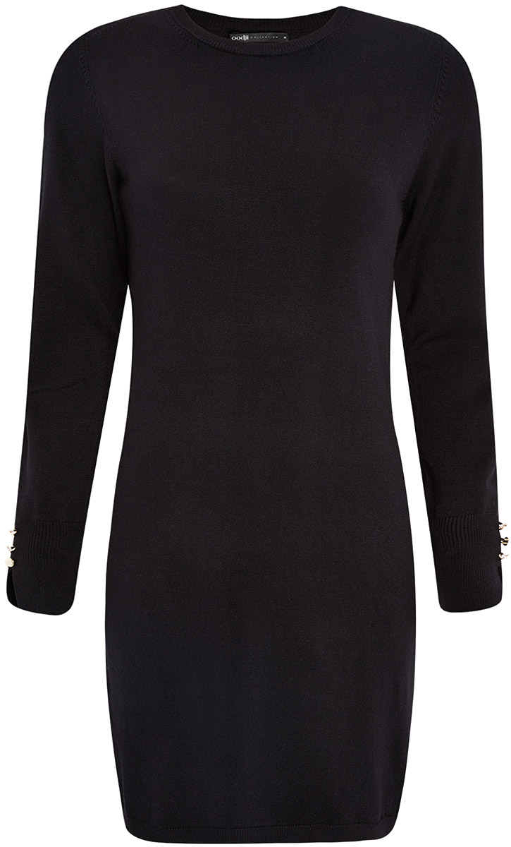 Платье oodji Collection, цвет: черный. 73912217-1B/33506/2900N. Размер M (46)73912217-1B/33506/2900N Платье oodji Collection, цвет: черный. 73912217-1B/33506/2900N. Размер M (46)73912217-1B/33506/2900NМодное трикотажное платье oodji Collection станет отличным дополнением к вашему гардеробу. Модель выполнена из вискозы с добавлением полиамида. Платье-миди с круглым вырезом горловины и длинными рукавами выполнено в лаконичном дизайне. Вырез горловины, манжеты рукавов и низ изделия связаны резинкой. Манжеты рукавов оформлены декоративными разрезами и украшены пуговицами.