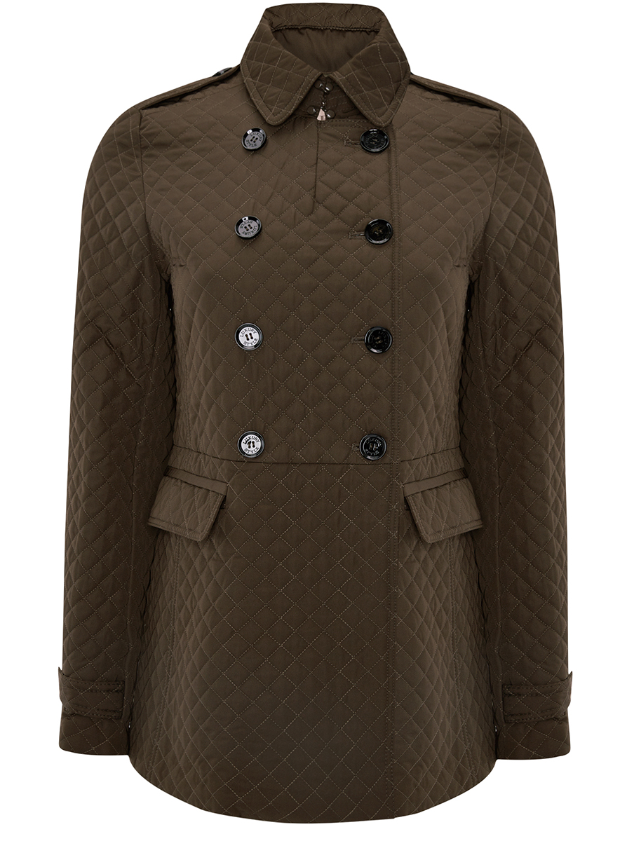 Куртка женская oodji Collection, цвет: темный хаки. 28304004/43399/6800N. Размер 40-170 (46-170)28304004/43399/6800N Куртка женская oodji Collection, цвет: темный хаки. 28304004/43399/6800N. Размер 40-170 (46-170)28304004/43399/6800NЖенская куртка oodji Collection изготовлена из высококачественного полиэстера. В качестве утеплителя используется полиэстер.Модель с отложным воротником застегивается на пуговицы. Спереди расположены два прорезных кармана, закрывающиеся на клапаны.Манжеты рукавов оформлены хлястиками на пуговицах. Воротник оснащен застежкой-крючком. На спинке имеется регулирующий ремешок с пуговицами.