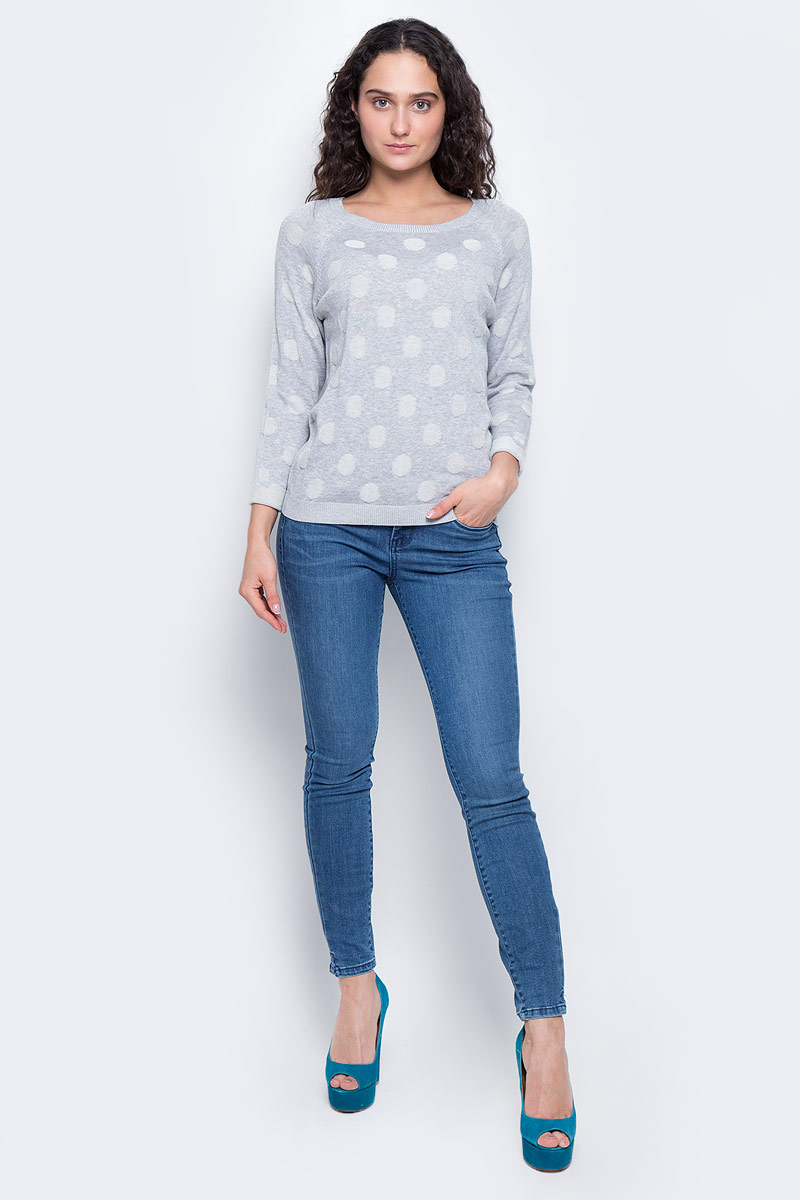 Джемпер женский Tom Tailor Denim, цвет: серый. 3022513.00.71_2220. Размер XL (50)3022513.00.71_2220 Джемпер женский Tom Tailor Denim, цвет: серый. 3022513.00.71_2220. Размер XL (50)3022513.00.71_2220Женский джемпер Tom Tailor Denim с круглым вырезом горловины и длинными рукавами-реглан изготовлен из высококачественной пряжи из хлопка с добавлением вискозы.Горловина и низ джемпера связаны резинкой. Рукава дополнены декоративными отворотами. Модель оформлена рисунком в горох.