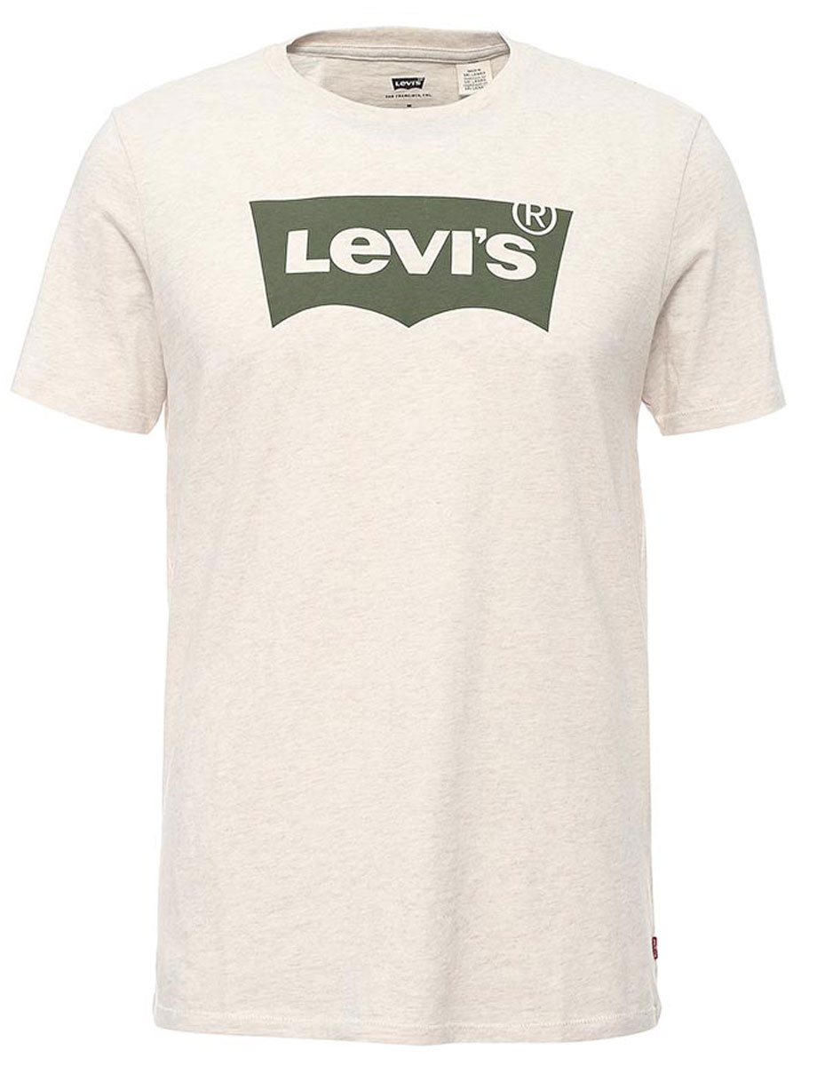 Футболка мужская Levis®, цвет: белый, хаки. 2248900400. Размер L (50)2248900400 Футболка мужская Levis®, цвет: белый, хаки. 2248900400. Размер L (50)2248900400Мужская футболка Levis® изготовлена из качественного натурального хлопка. Модель прямого кроя выполнена с круглой горловиной и короткими рукавами. На груди модель дополнена принтом с логотипом бренда.