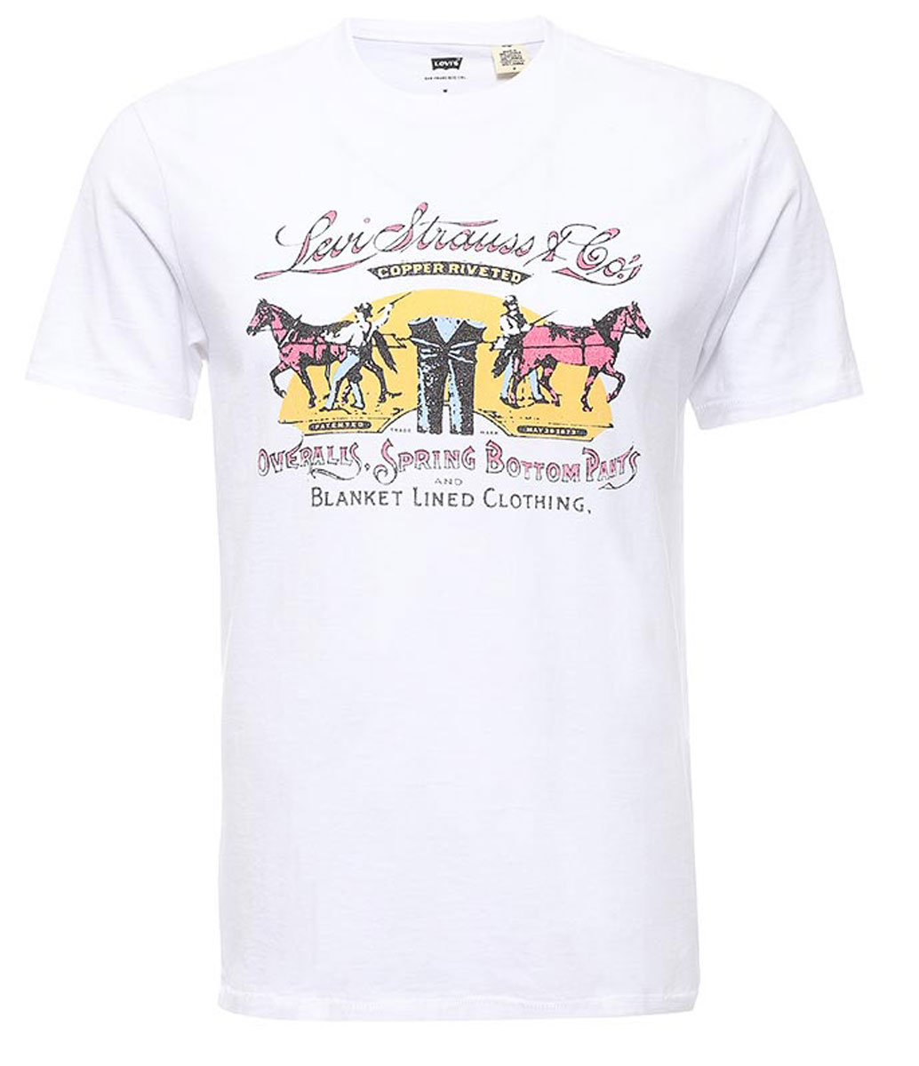 Футболка мужская Levis®, цвет: белый. 1778302710. Размер XL (52)1778302710 Футболка мужская Levis®, цвет: белый. 1778302710. Размер XL (52)1778302710Мужская футболка Levis® изготовлена из качественного натурального хлопка. Модель прямого кроя выполнена с круглой горловиной и короткими рукавами. На груди модель дополнена оригинальным принтом.