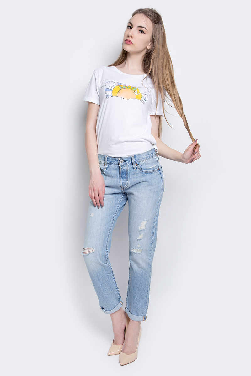 Джинсы женские Levis®, цвет: голубой. 1780400420. Размер 26-32 (42-32)1780400420 Джинсы женские Levis®, цвет: голубой. 1780400420. Размер 26-32 (42-32)1780400420Джинсы Levis, выполненные из хлопка, имеют стандартную посадку. Джинсы-бойфренд со стандартной посадкой имеют гульфик с пуговицами. Модель оформлена фирменными нашивками и декоративными потертостями. Джинсы оснащены втачными карманами спереди и накладными карманами сзади. На поясе расположены шлевки для ремня.