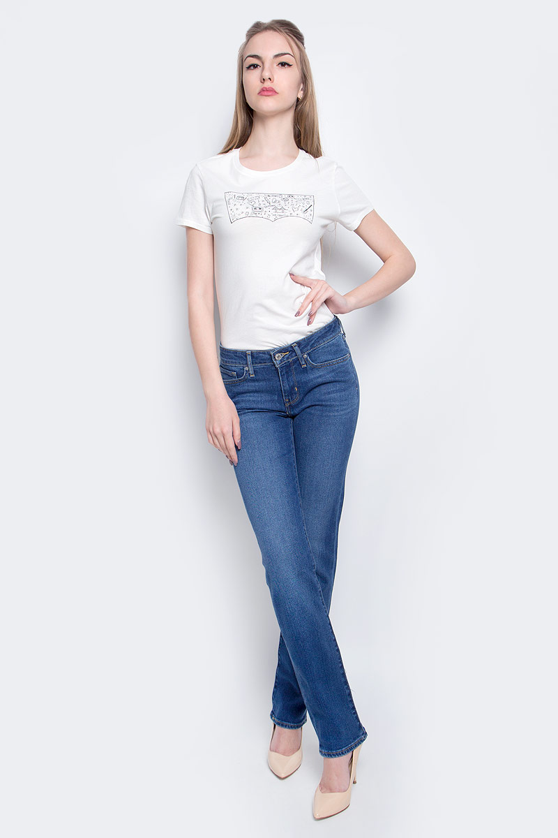 Джинсы женские Levis® 714, цвет: синий. 2183400370. Размер 28-34 (44-34)2183400370 Джинсы женские Levis® 714, цвет: синий. 2183400370. Размер 28-34 (44-34)2183400370Женские джинсы Levis® 714 выполнены из высококачественного эластичного хлопка с добавлением эластомультиэстера. Джинсы прямого кроя и стандартной посадки застегиваются на пуговицу в поясе и ширинку на застежке-молнии, дополнены шлевками для ремня. Джинсы имеют классический пятикарманный крой: спереди модель дополнена двумя втачными карманами и одним маленьким накладным кармашком, а сзади - двумя накладными карманами. Модель украшена декоративными потертостями и перманентными складками.