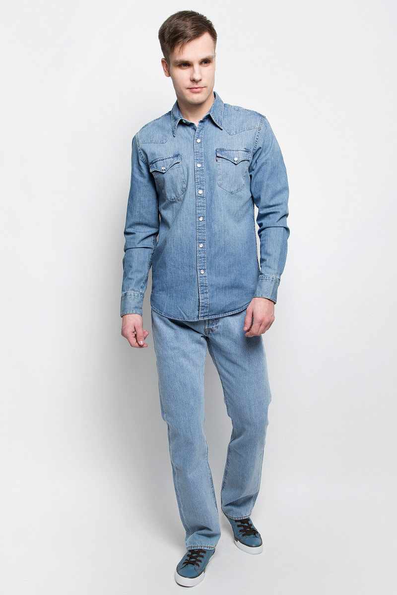 Джинсы мужские Levis® 501, цвет: голубой. 0050101130. Размер 32-34 (48-34)0050101130 Джинсы мужские Levis® 501, цвет: голубой. 0050101130. Размер 32-34 (48-34)0050101130Джинсы Levis, выполненные из натурального хлопка, оформлены фирменными нашивками и прострочкой. Прямая модель со стандартной посадкой имеет гульфик с пуговицами. Джинсы оснащены втачными карманами спереди и накладными карманами сзади. На поясе расположены шлевки для ремня.