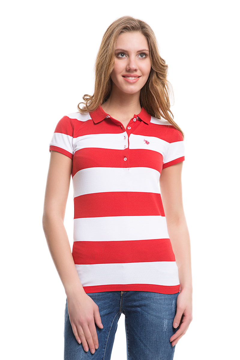 Поло женское U.S. Polo Assn., цвет: красный, белый. G082GL0110GUNDA. Размер XS (42)G082GL0110GUNDA Поло женское U.S. Polo Assn., цвет: красный, белый. G082GL0110GUNDA. Размер XS (42)G082GL0110GUNDAСтильная футболка-поло с короткими рукавами и отложным воротником выполнена из натурального эластичного хлопка. На груди модель застегивается на пуговицы.